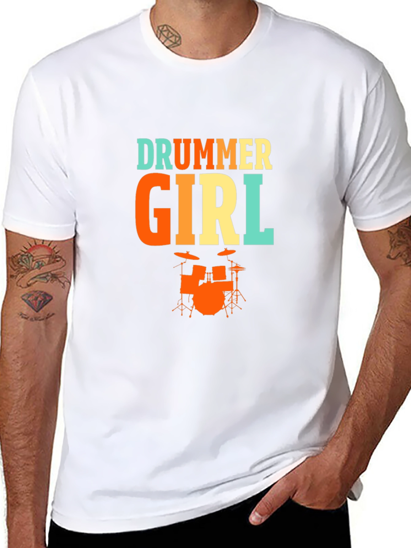 Drummer Girl Graphic Tee - Music Lover T-Shirt