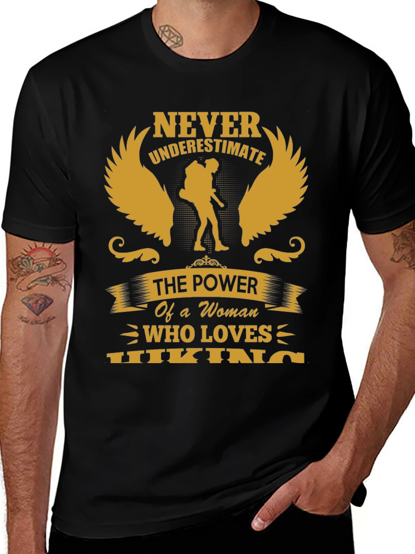Never Underestimate Hiking Woman T-Shirt