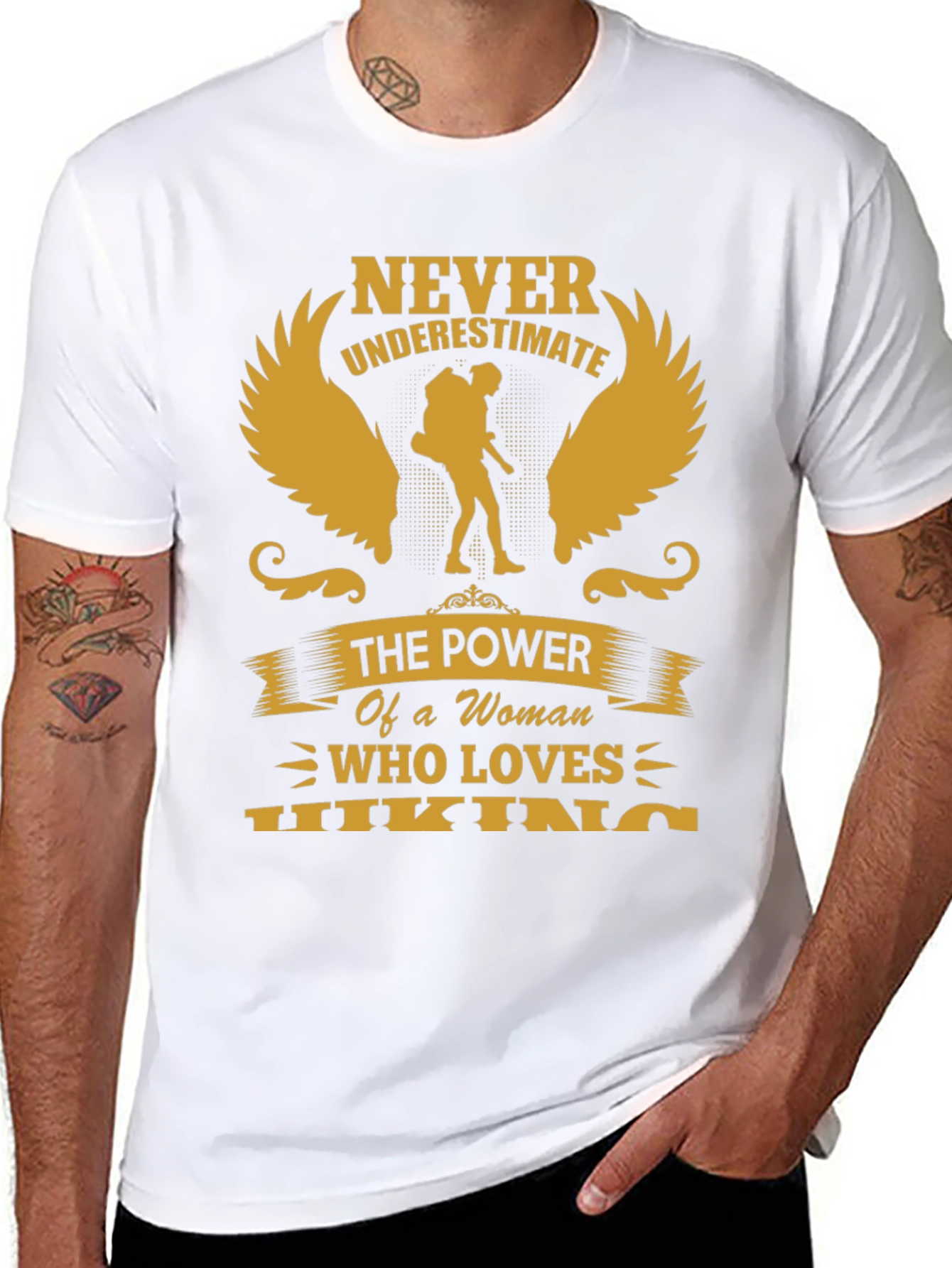 Never Underestimate Hiking Woman T-Shirt