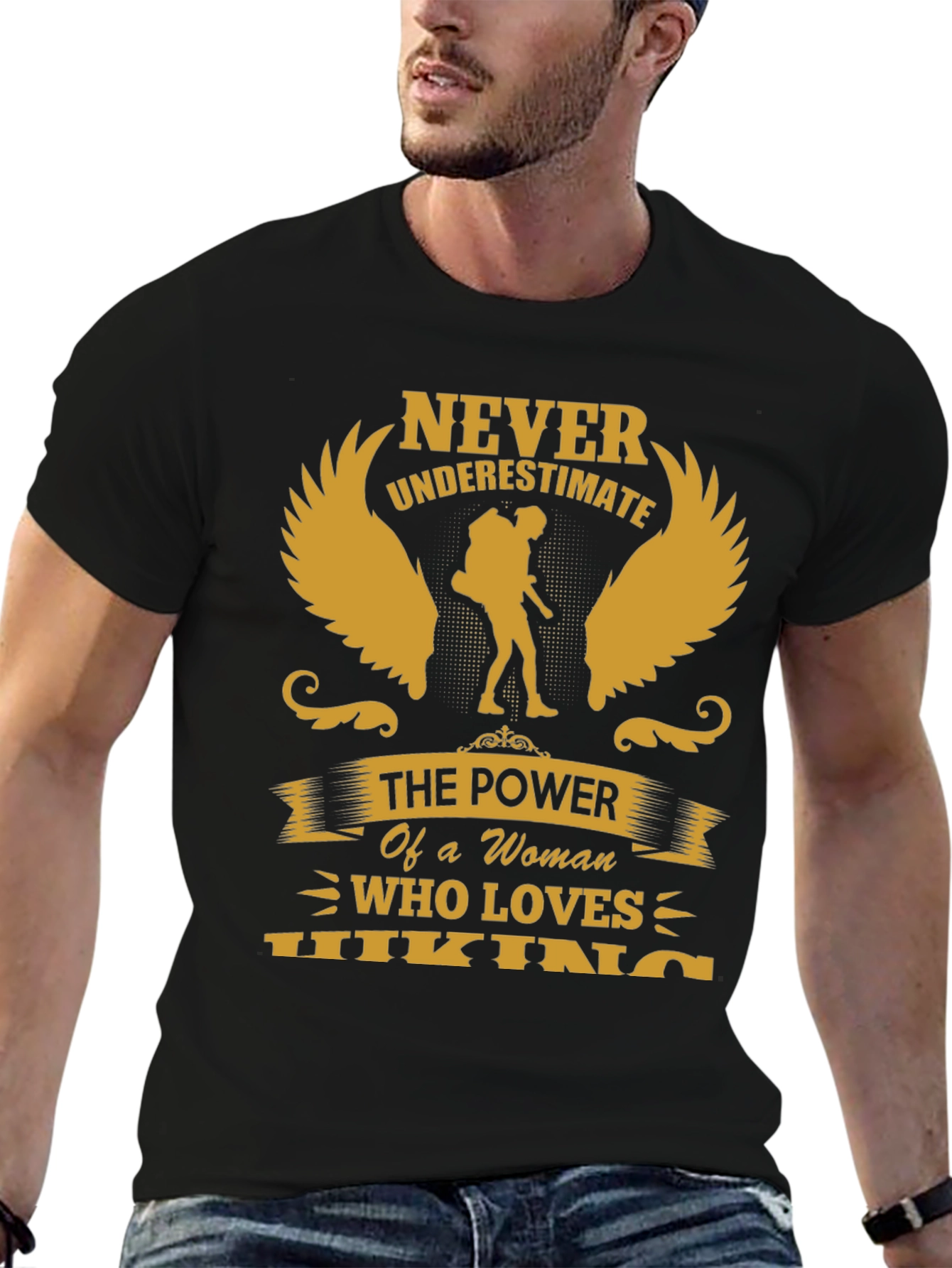 Never Underestimate Hiking Woman T-Shirt