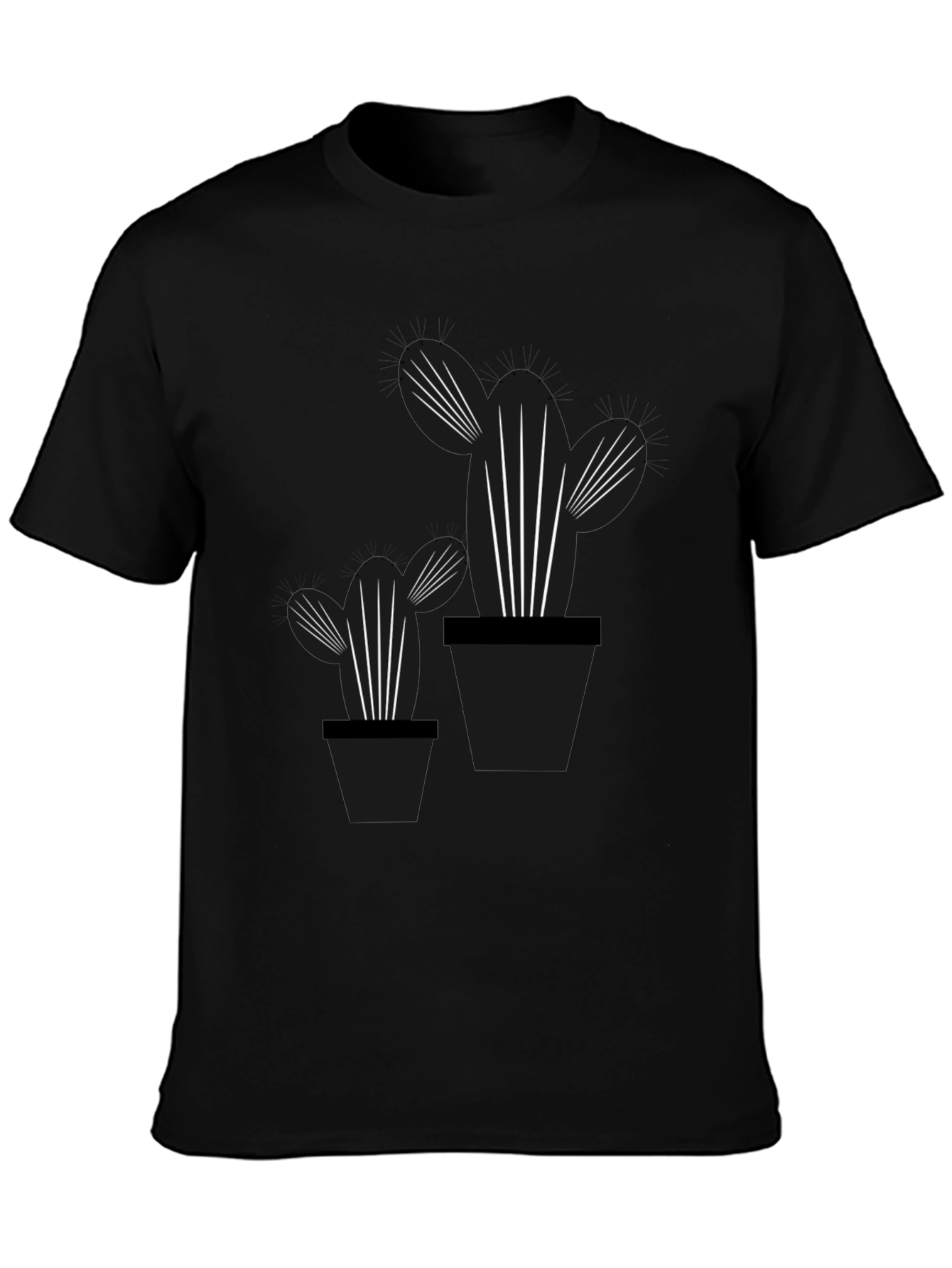 Cactus Graphic Tee - Stylish Black Cotton T-Shirt