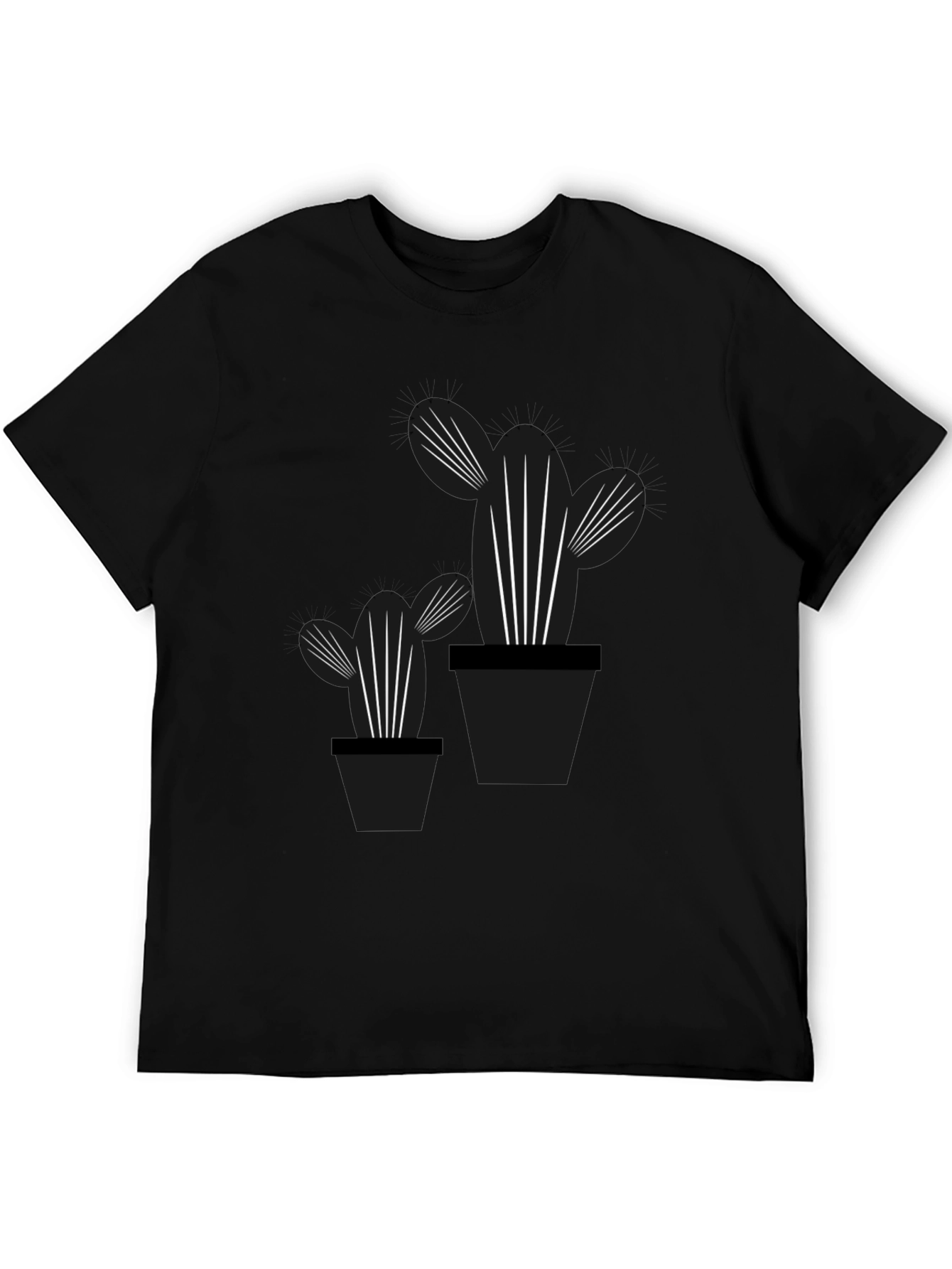 Cactus Graphic Tee - Stylish Black Cotton T-Shirt