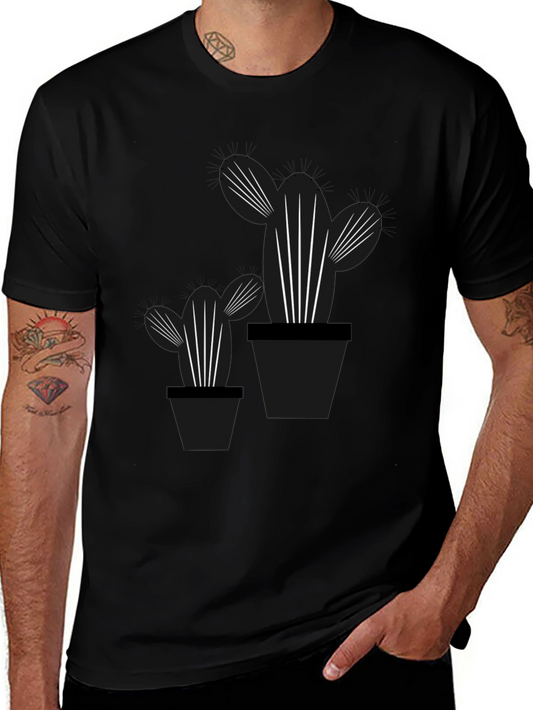 Cactus Graphic Tee - Stylish Black Cotton T-Shirt