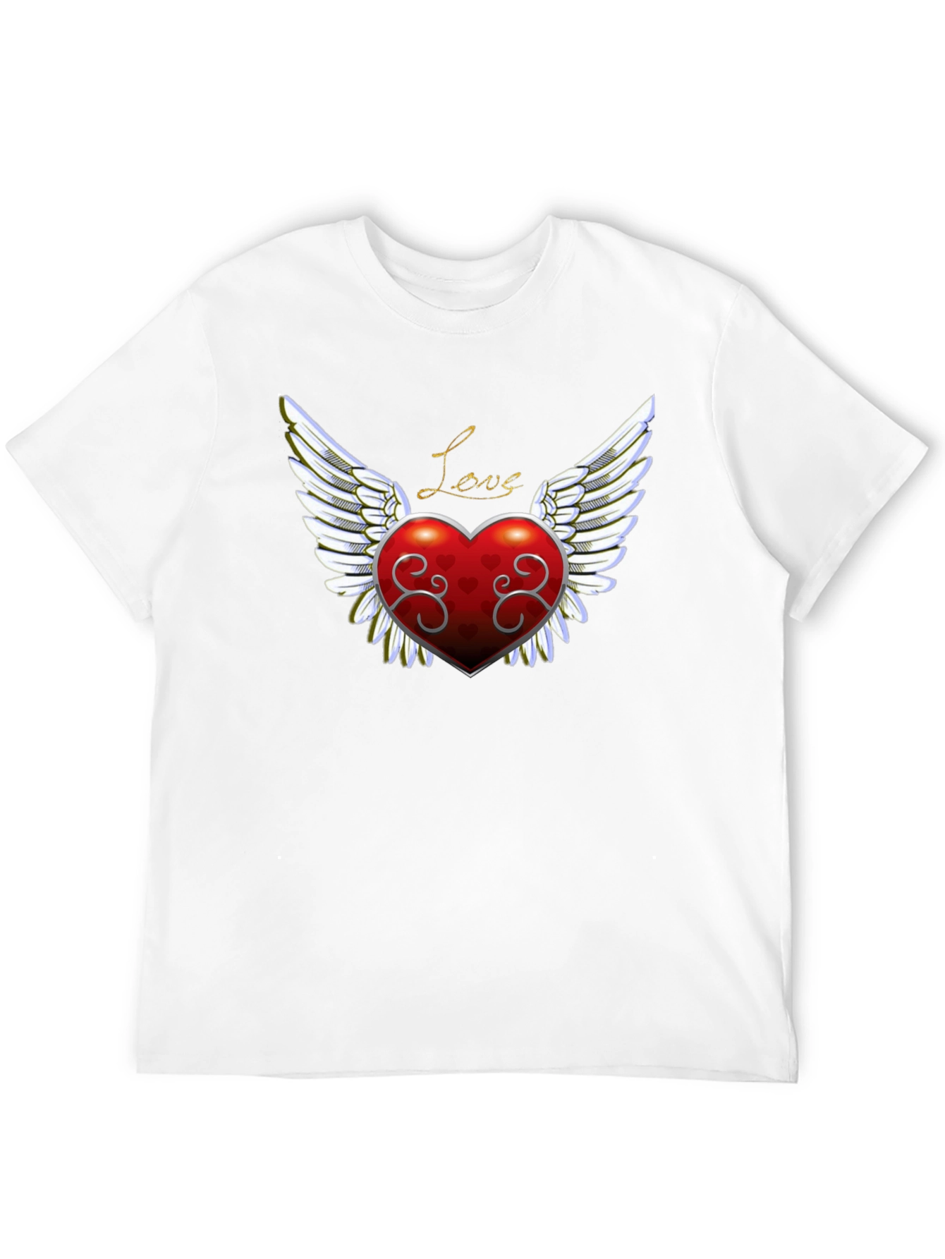 Love Heart Wings Graphic Tee - Mens Black T-Shirt