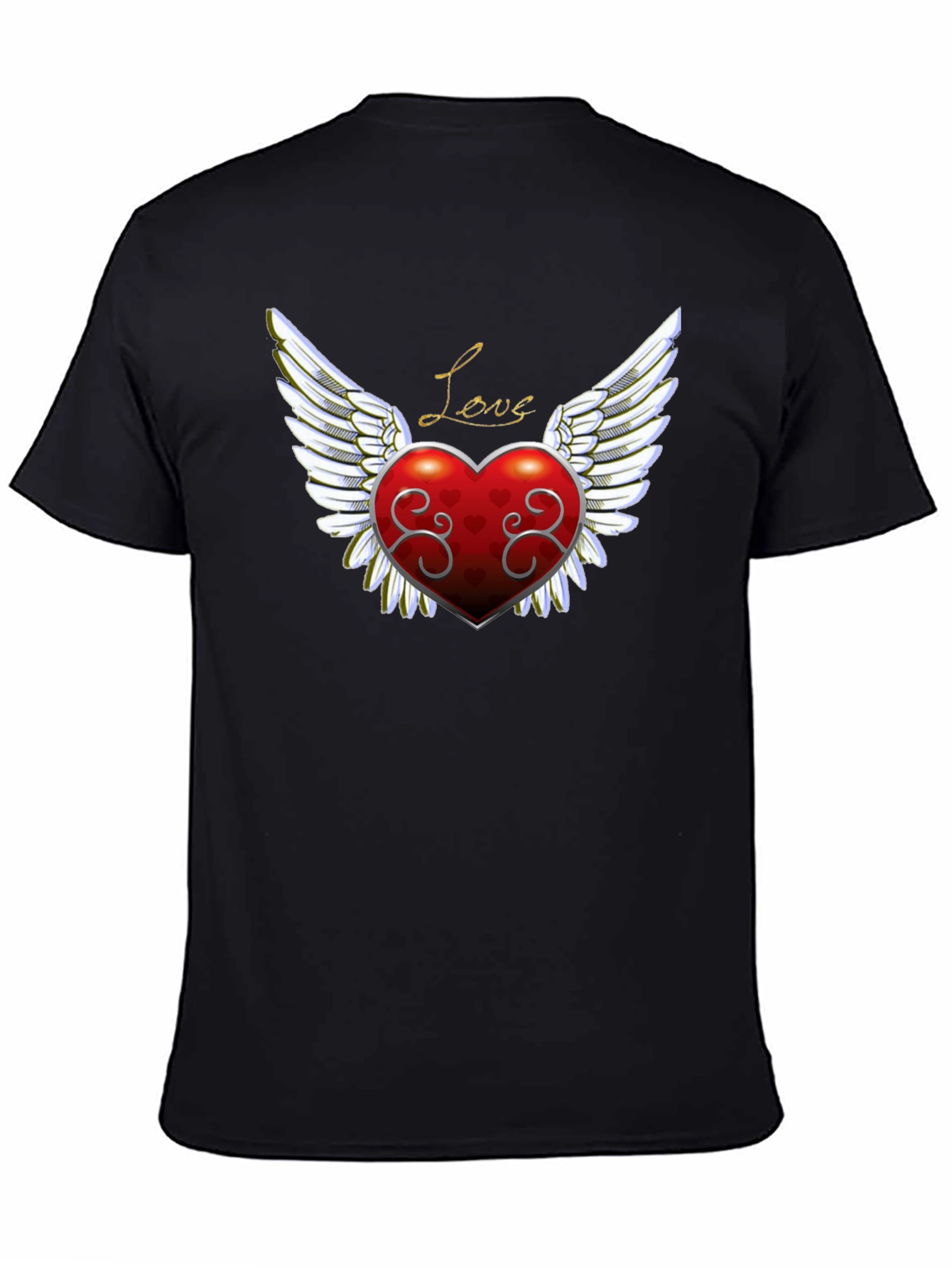 Love Heart Wings Graphic Tee - Mens Black T-Shirt