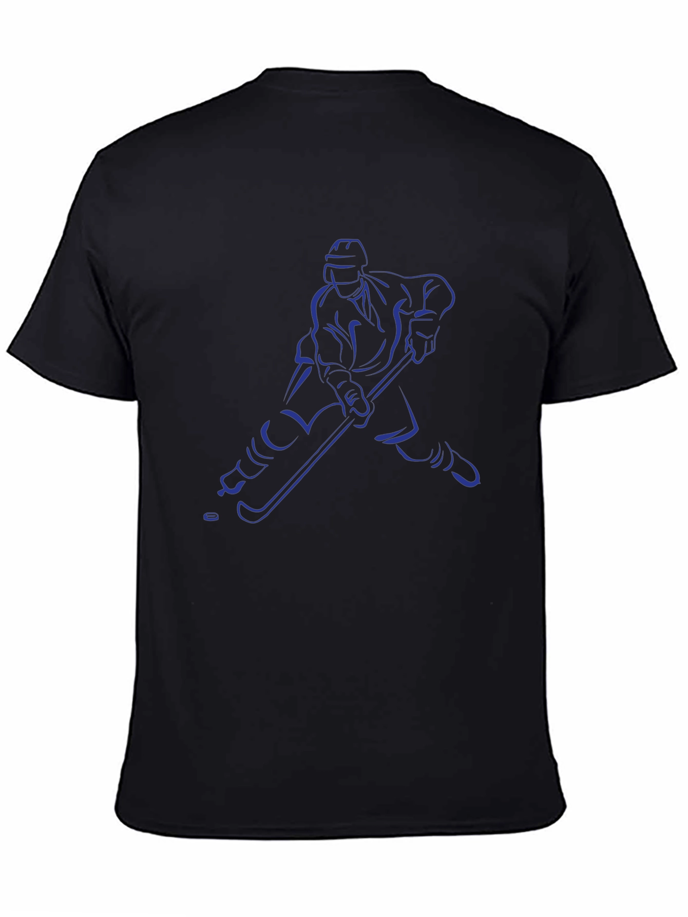Hockey Player Graphic Tee - Black Cotton T-Shirt