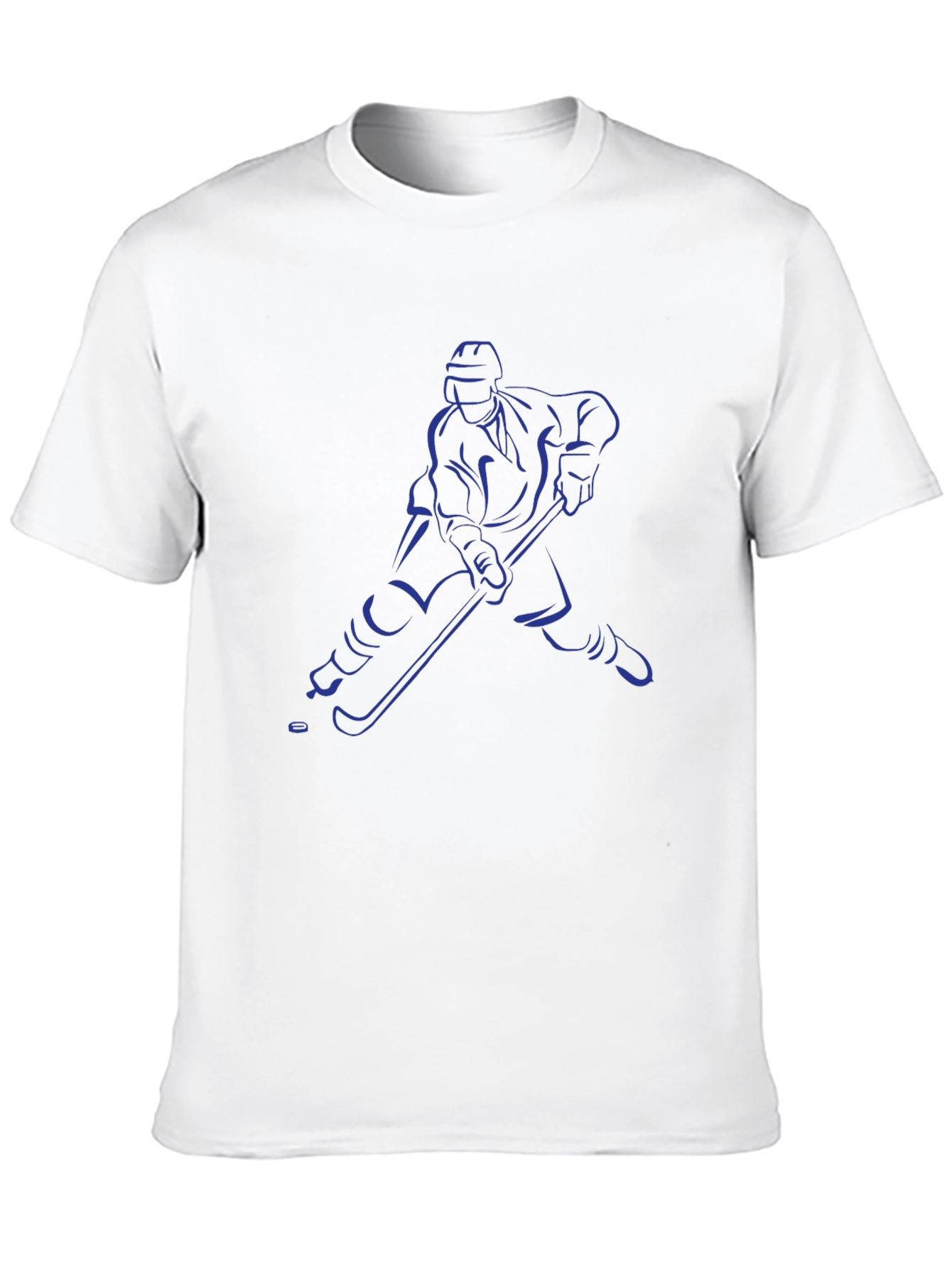 Hockey Player Graphic Tee - Black Cotton T-Shirt