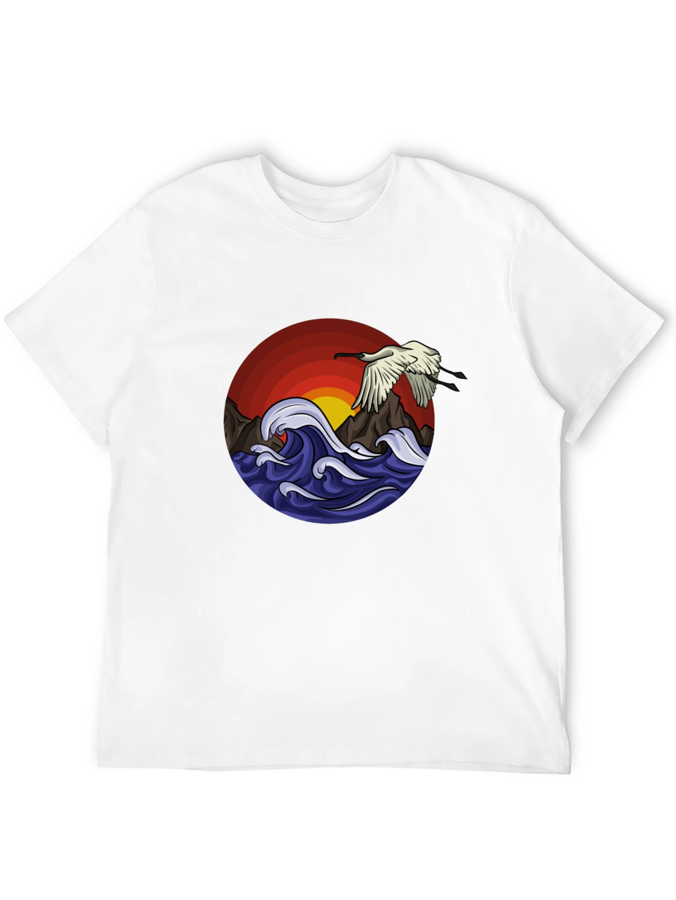 Ocean Bird Graphic Tee - Black Cotton Comfort