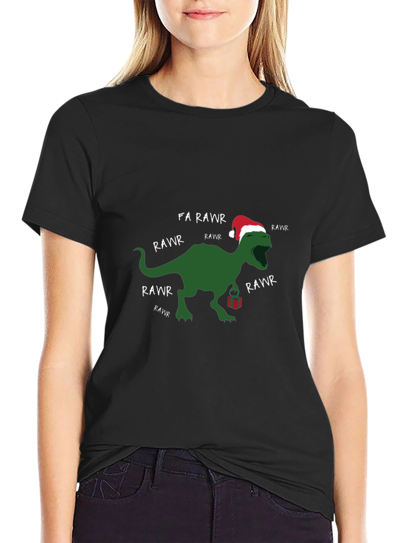 Festive Dino Rawr Christmas T-Shirt