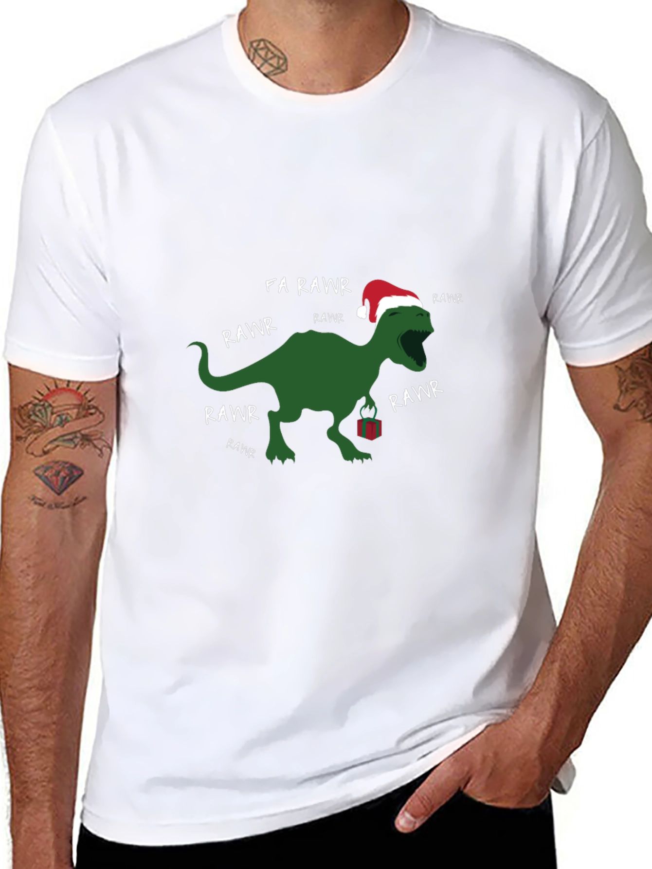Festive Dino Rawr Christmas T-Shirt