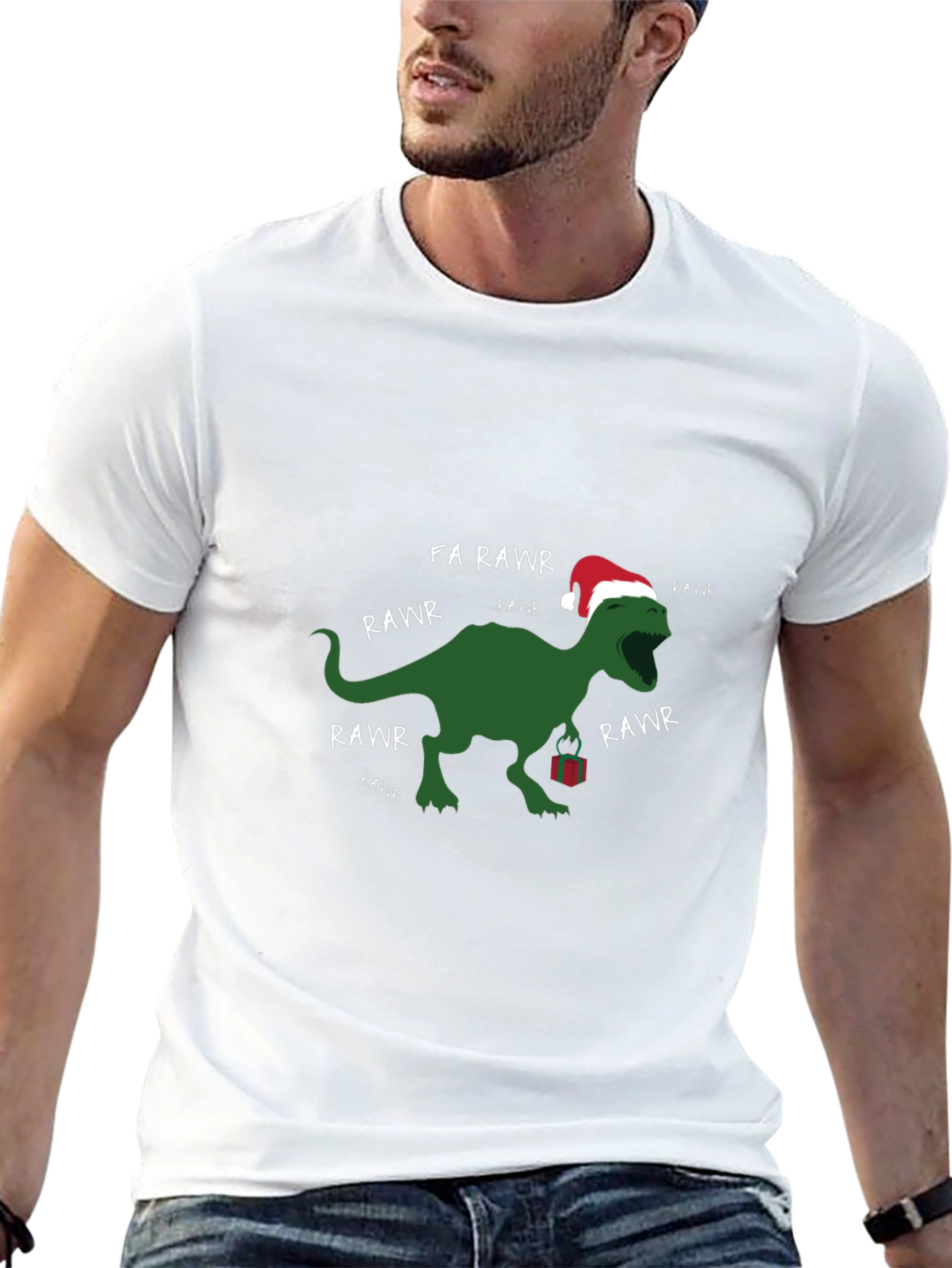 Festive Dino Rawr Christmas T-Shirt