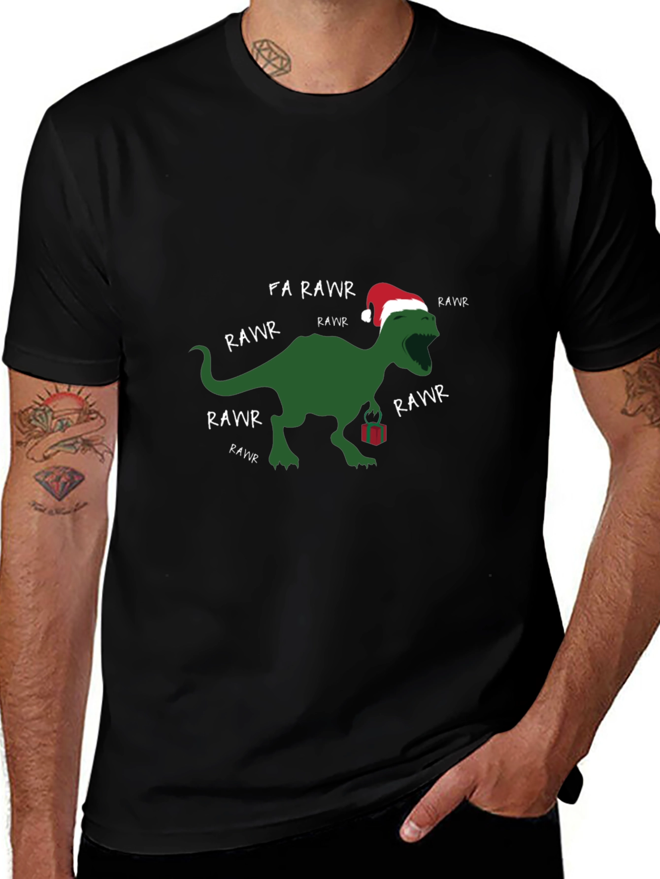 Festive Dino Rawr Christmas T-Shirt