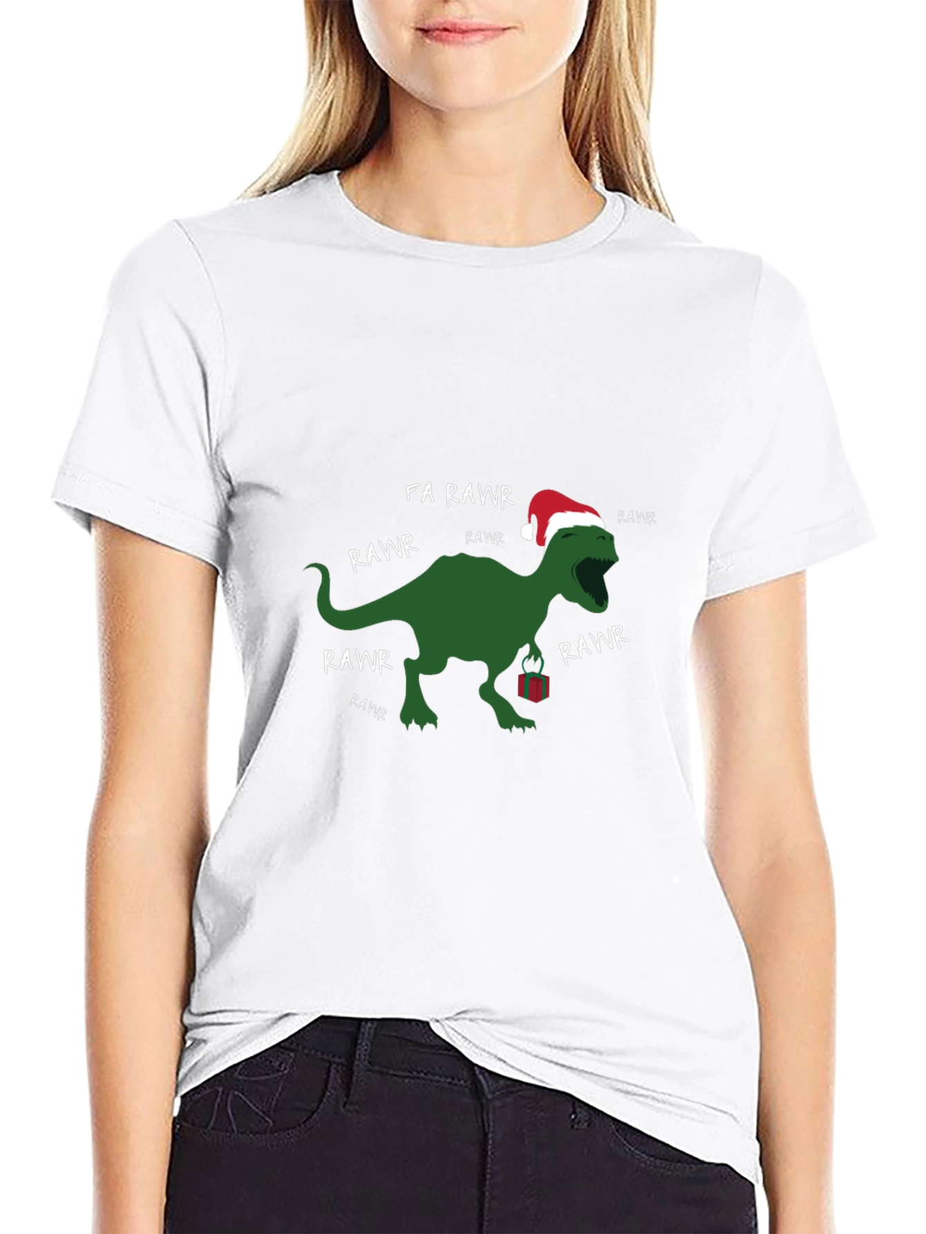 Festive Dino Rawr Christmas T-Shirt