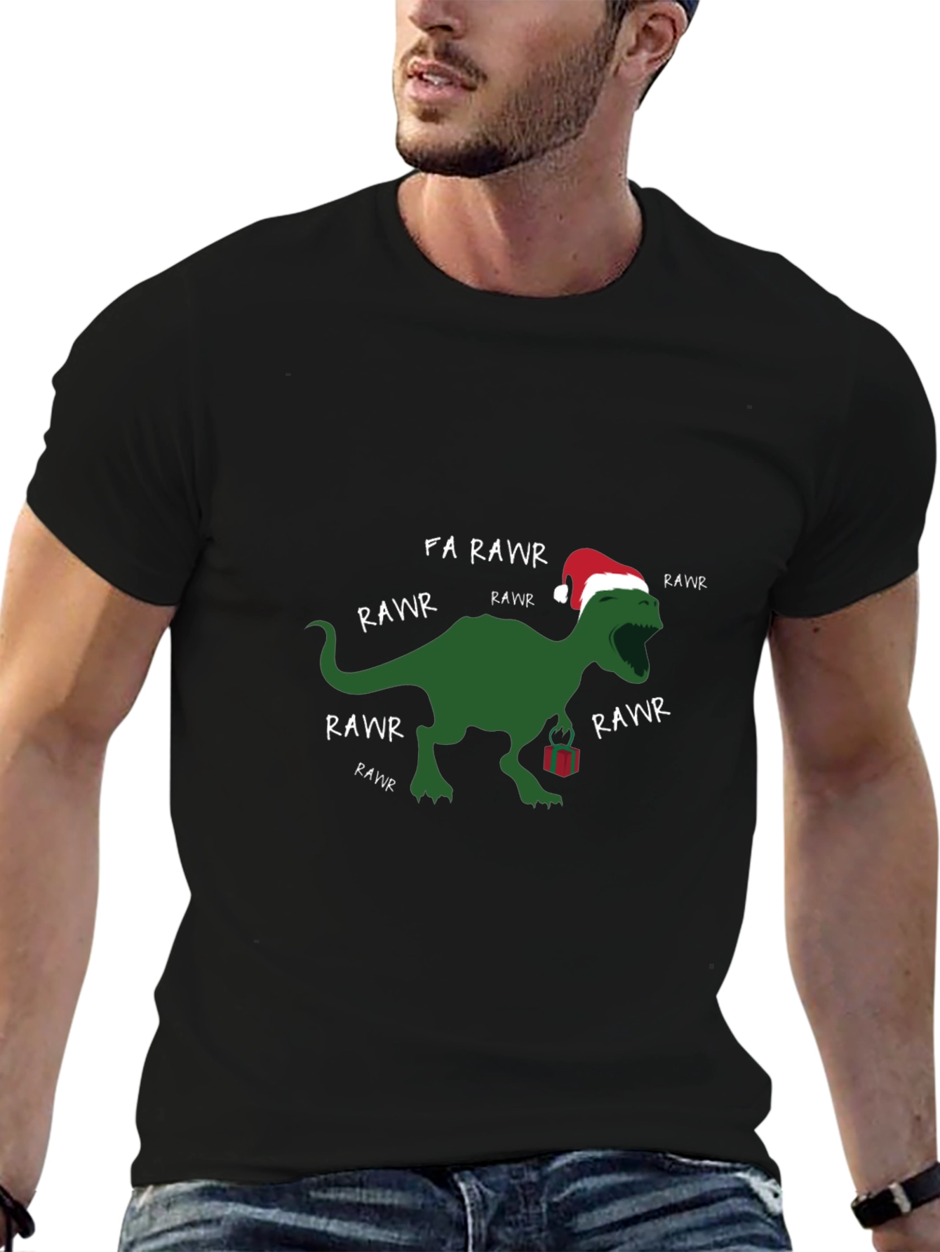 Festive Dino Rawr Christmas T-Shirt