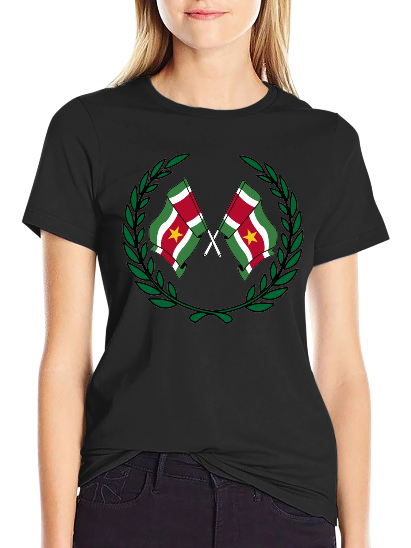 Suriname Flag Wreath Graphic T-Shirt