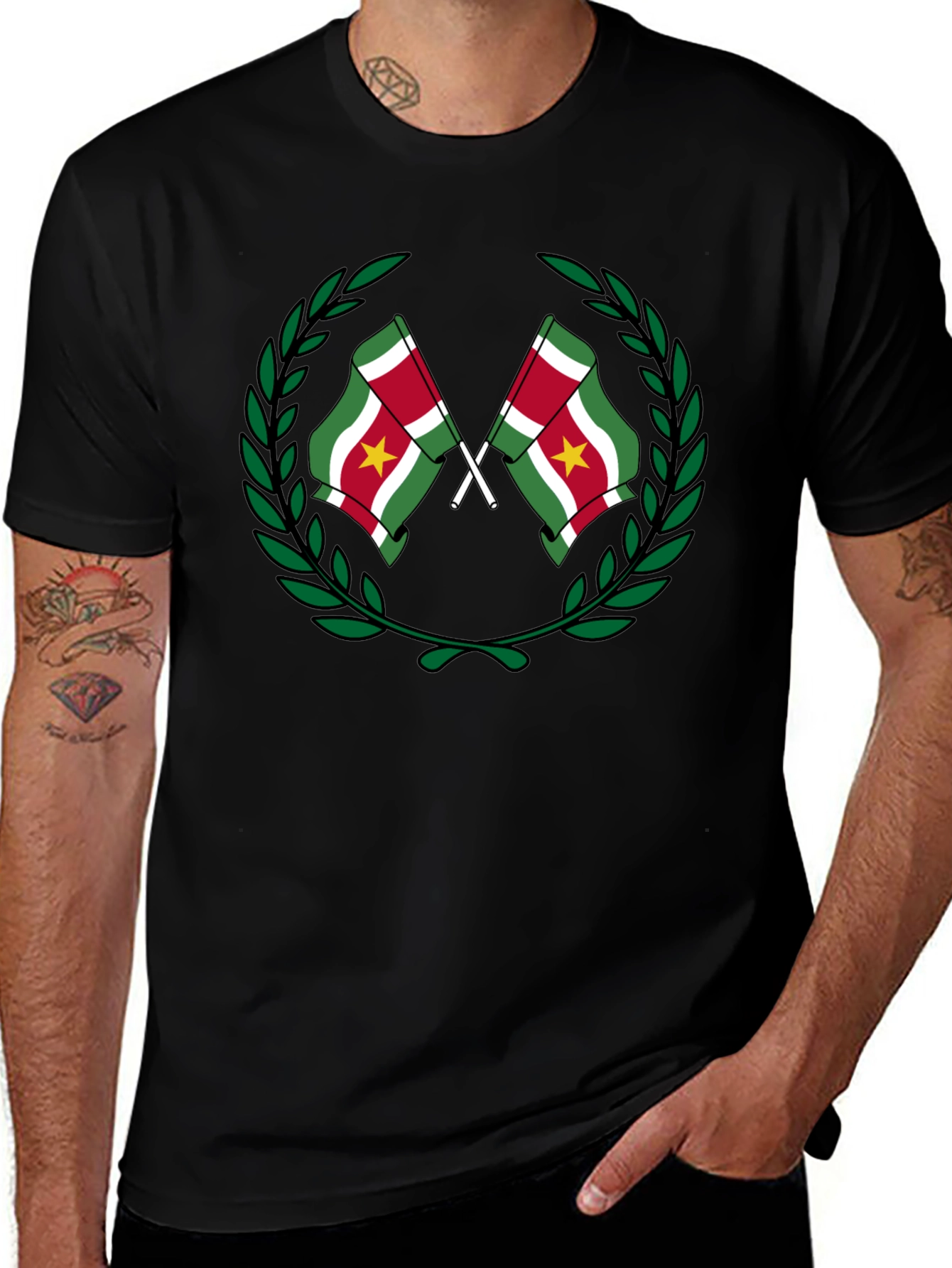 Suriname Flag Wreath Graphic T-Shirt