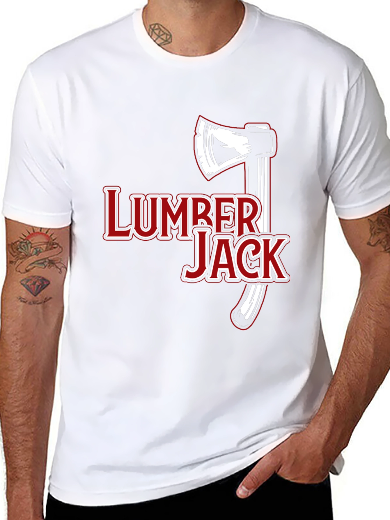 Lumberjack Axe Graphic Tee - Black Cotton Casual T-Shirt