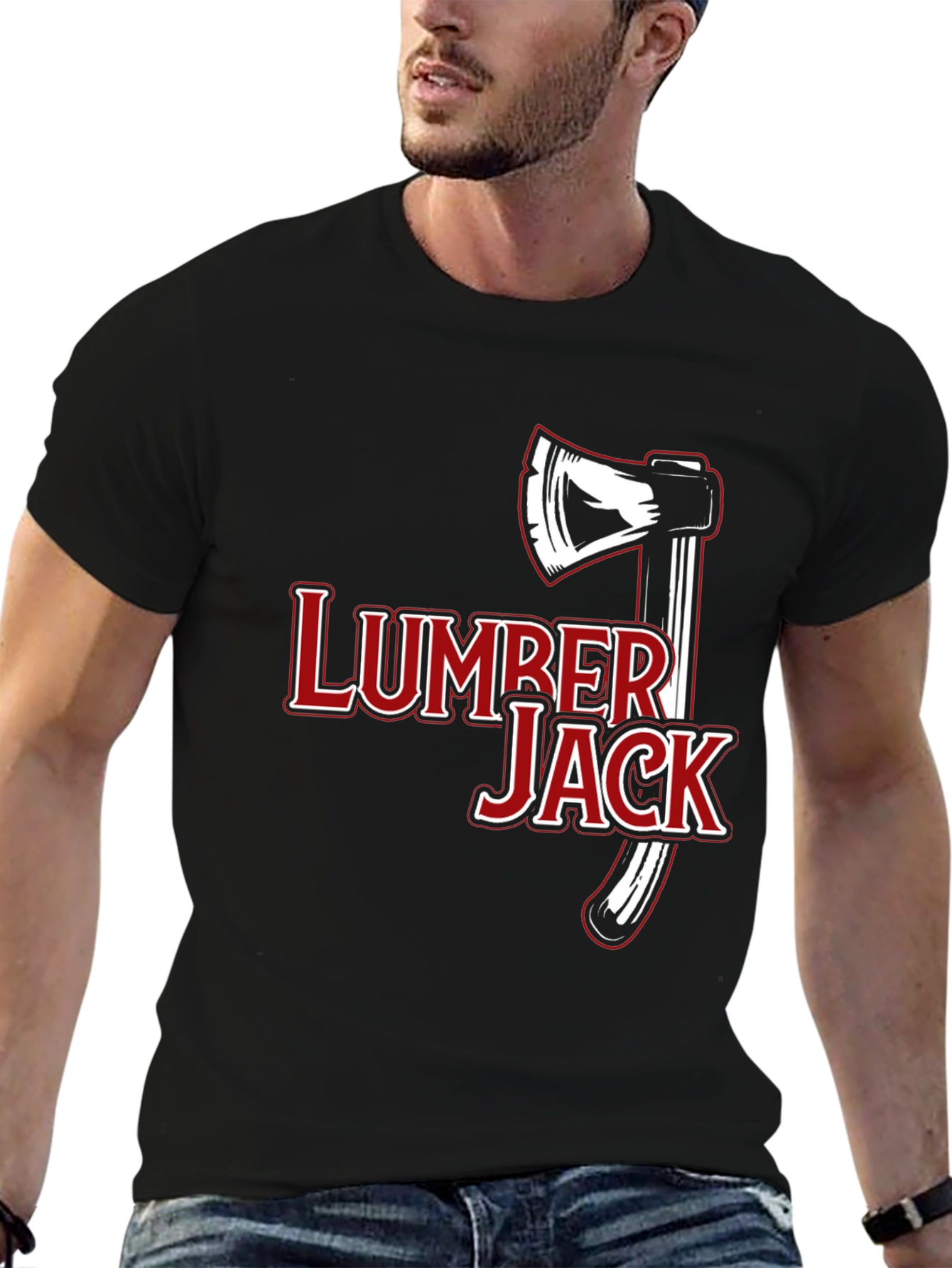 Lumberjack Axe Graphic Tee - Black Cotton Casual T-Shirt