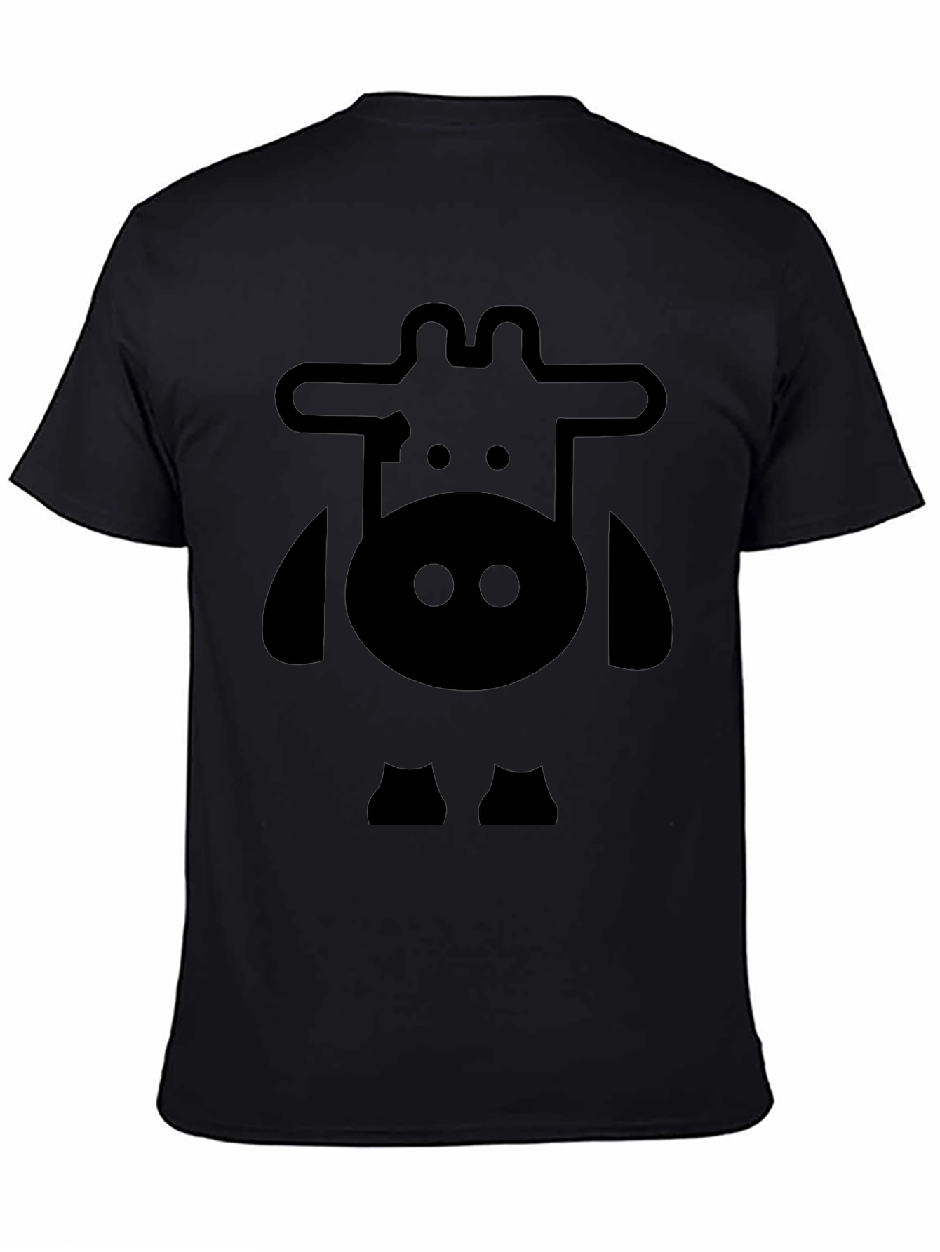 Cartoon Cow Graphic Tee - Black
