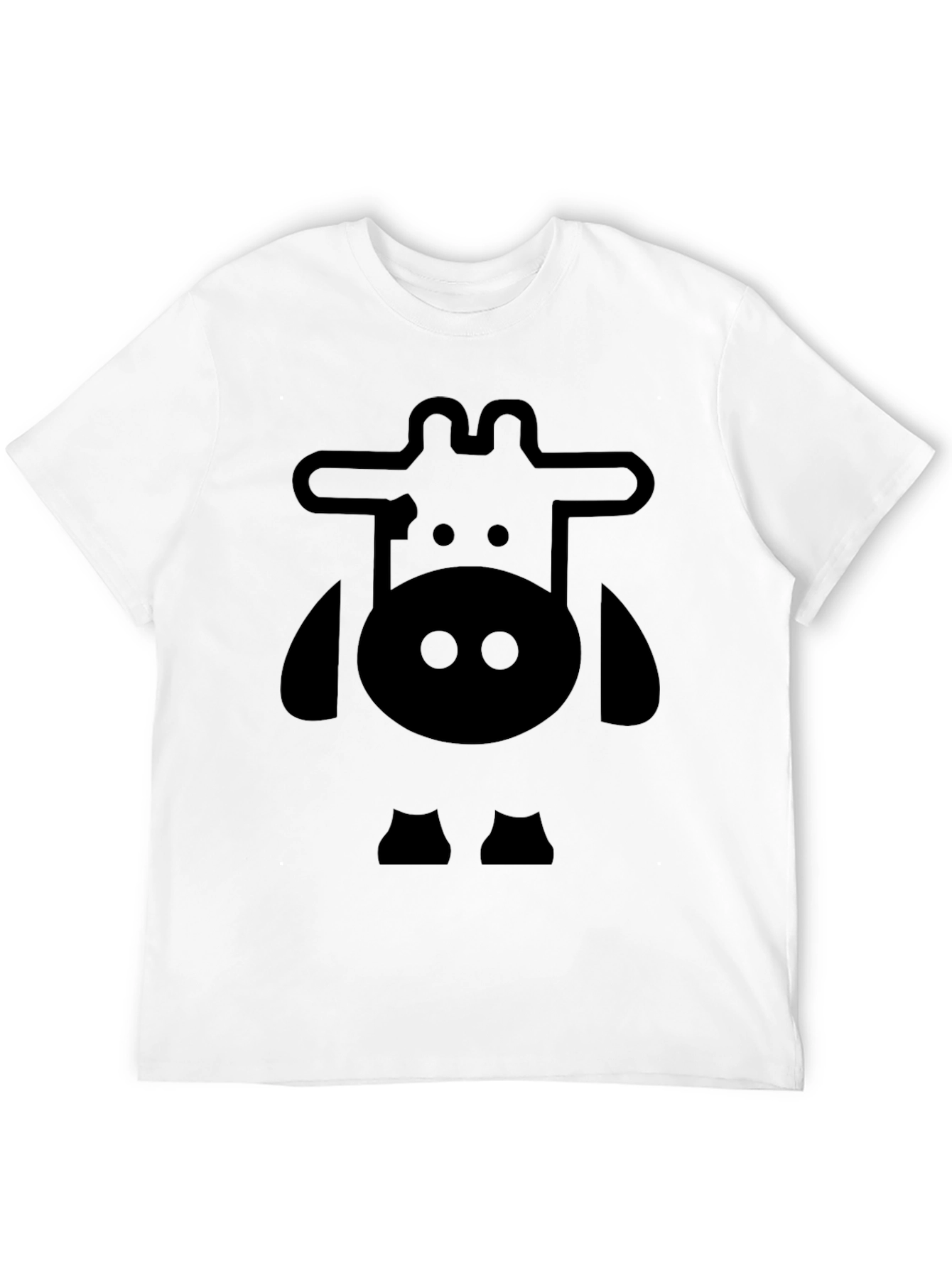 Cartoon Cow Graphic Tee - Black