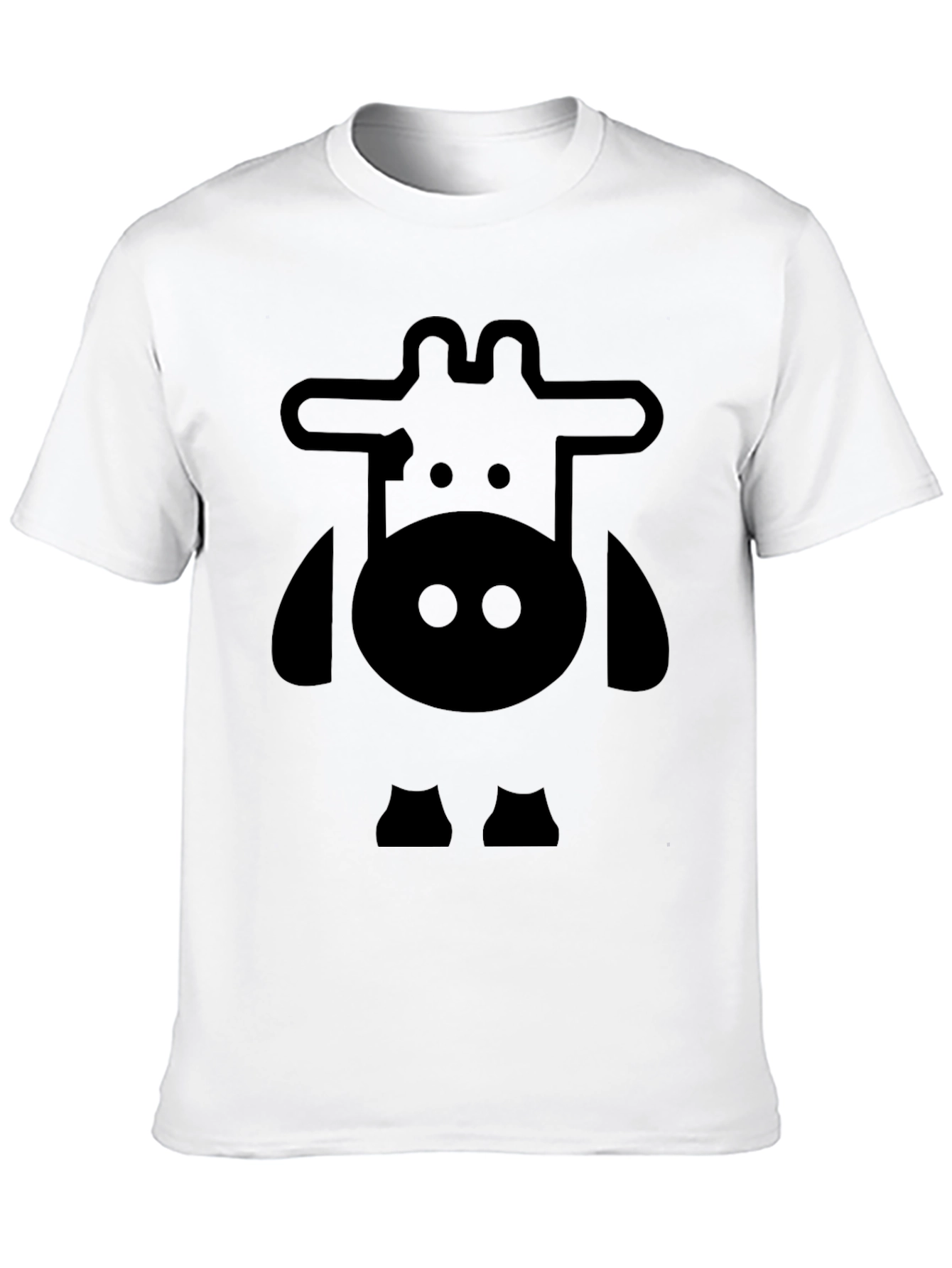 Cartoon Cow Graphic Tee - Black