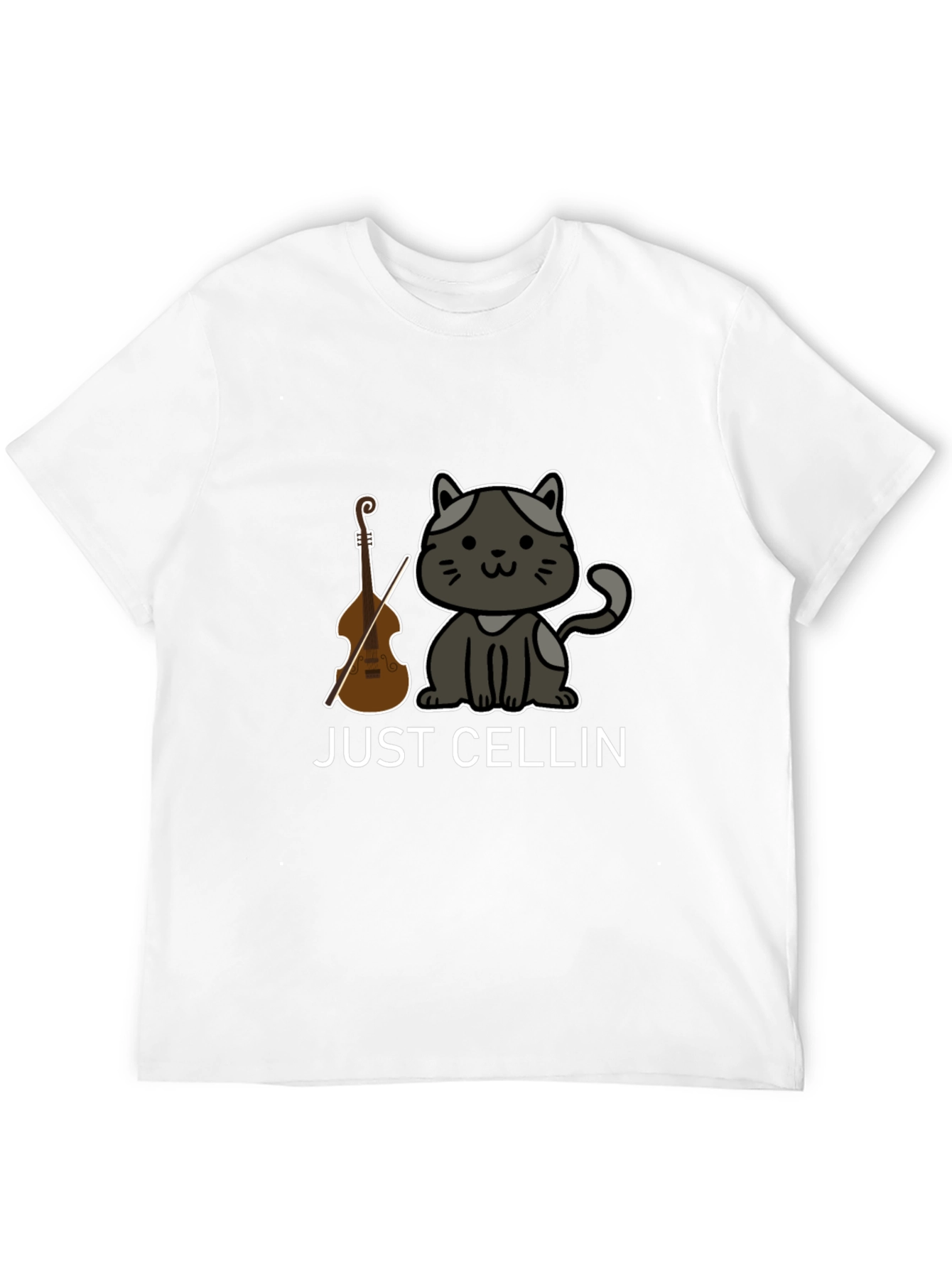 Just Cellin Black T-Shirt - Cat & Cello Design