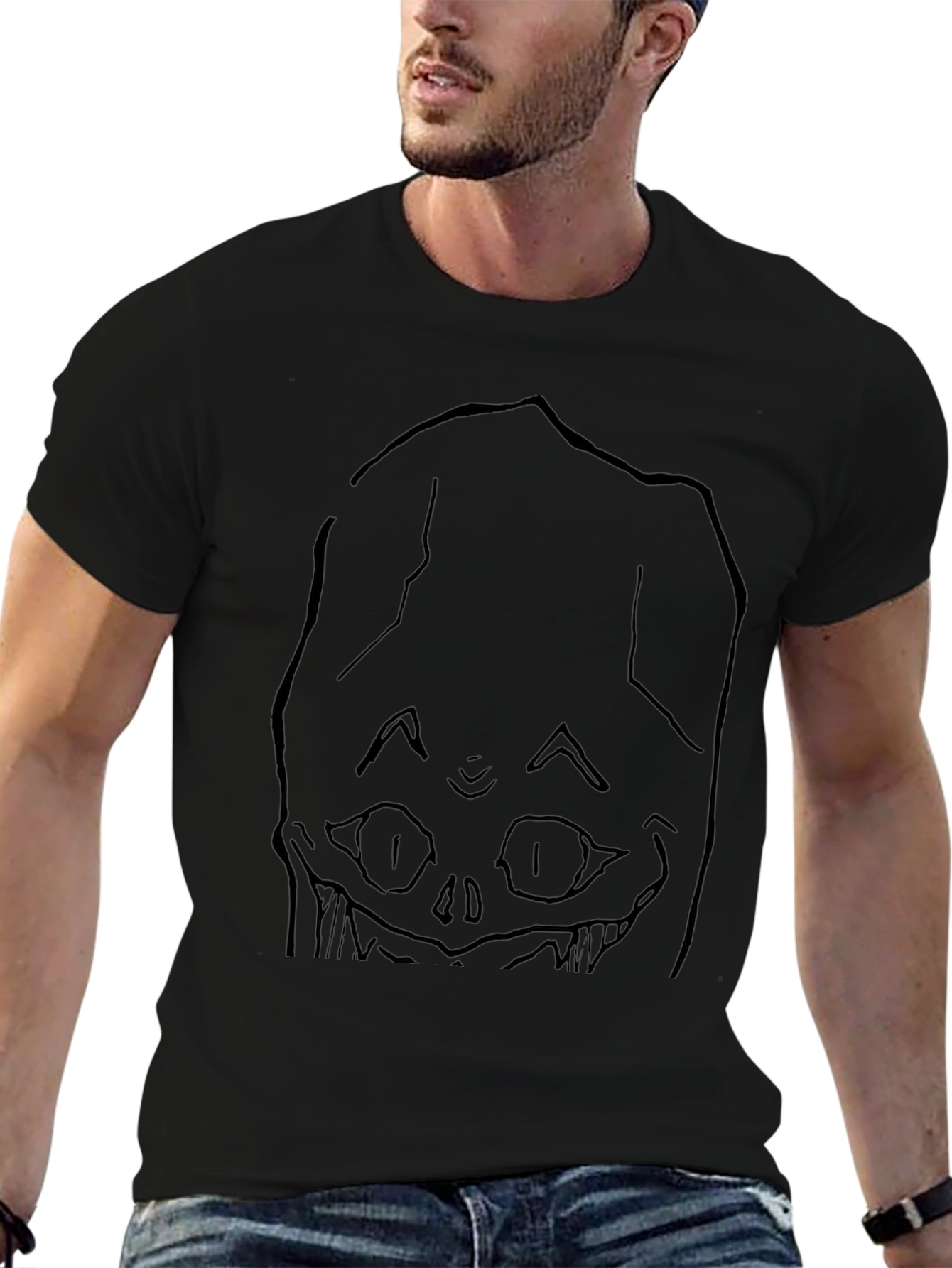 Spooky Face Black Graphic T-Shirt