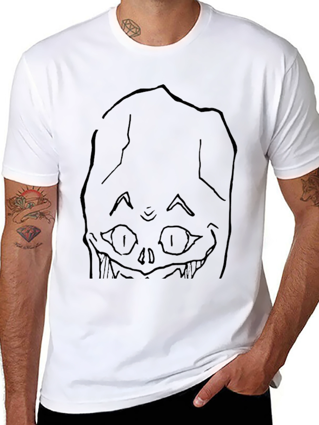 Spooky Face Black Graphic T-Shirt
