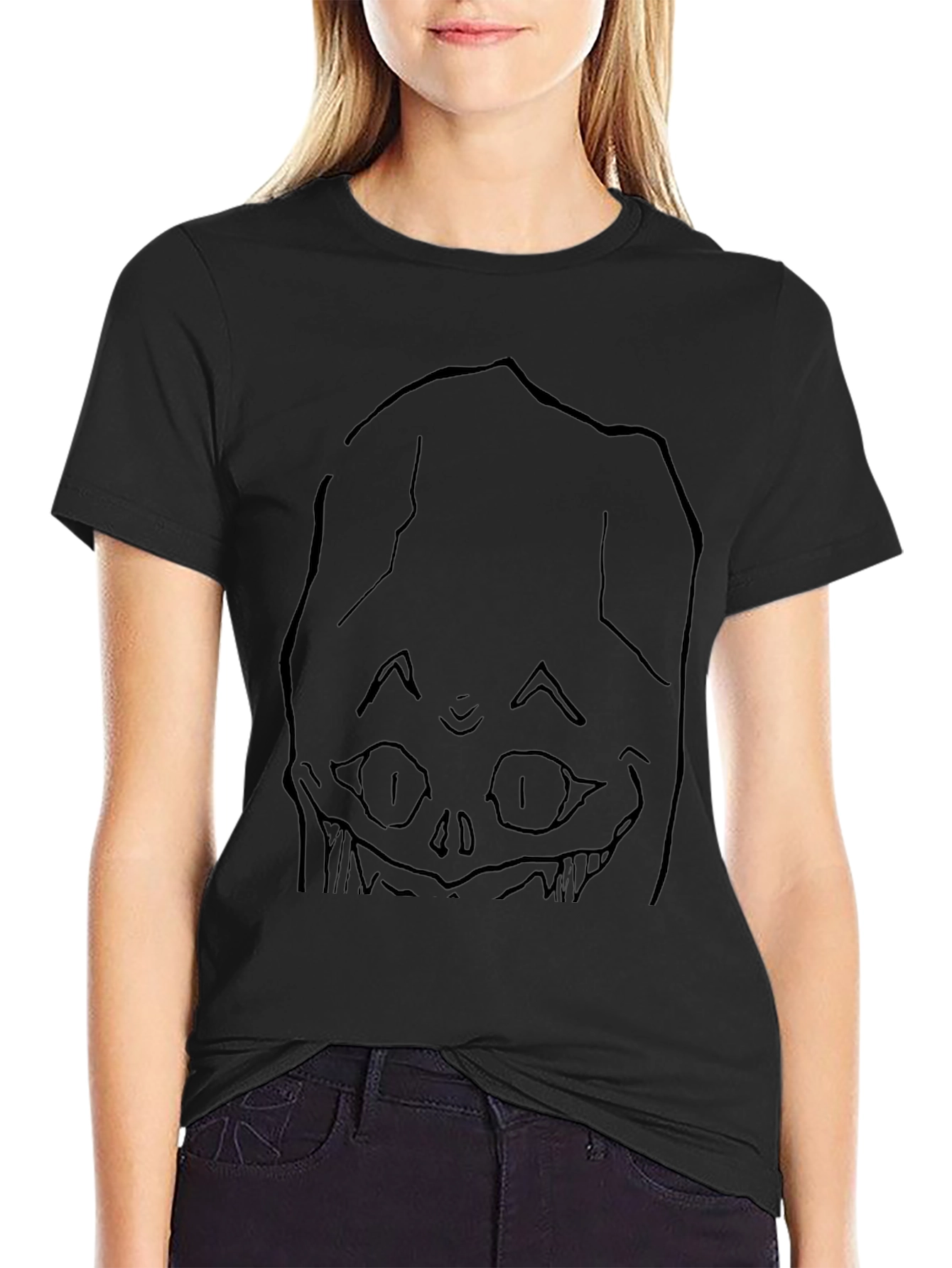 Spooky Face Black Graphic T-Shirt