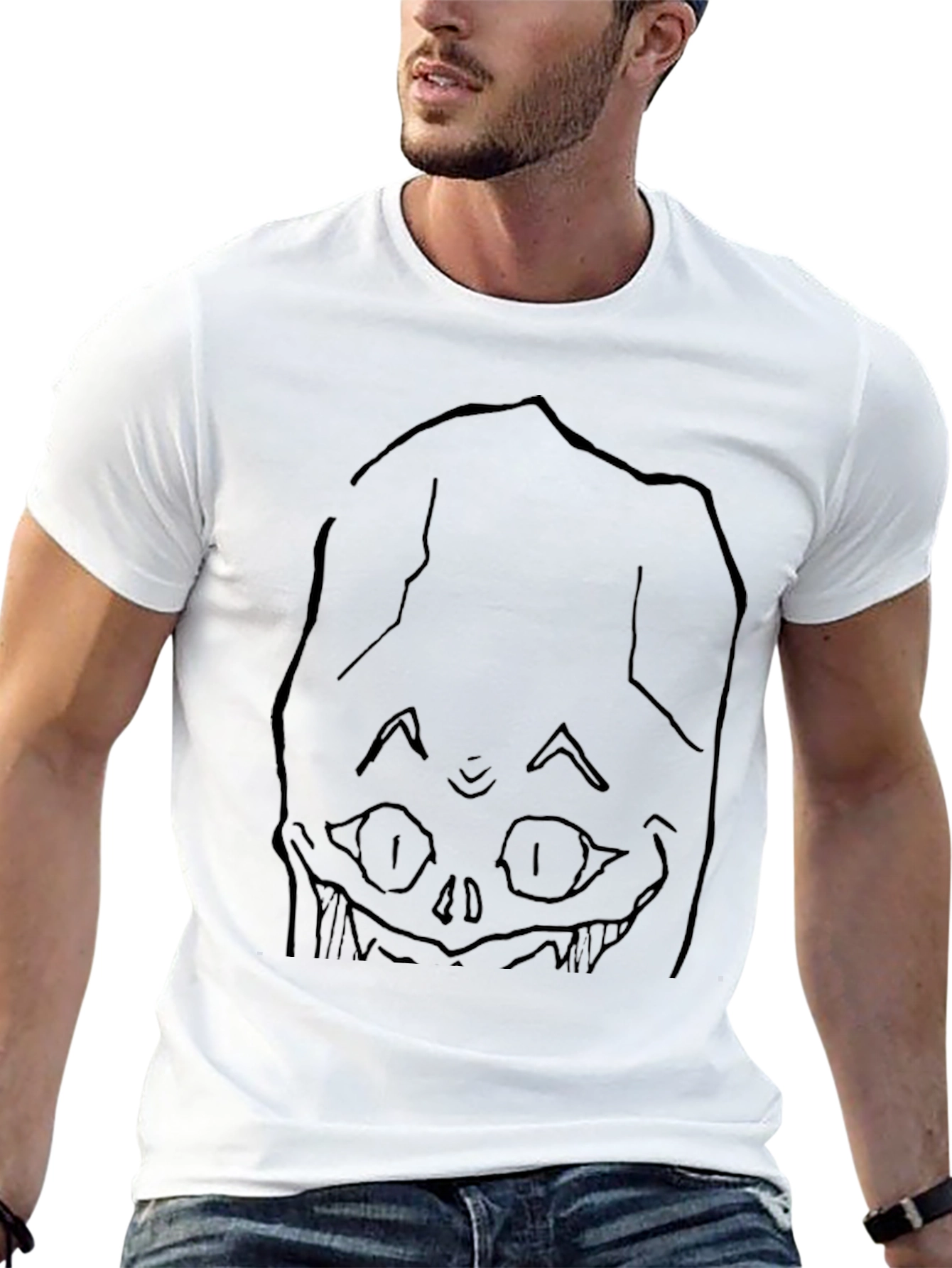 Spooky Face Black Graphic T-Shirt