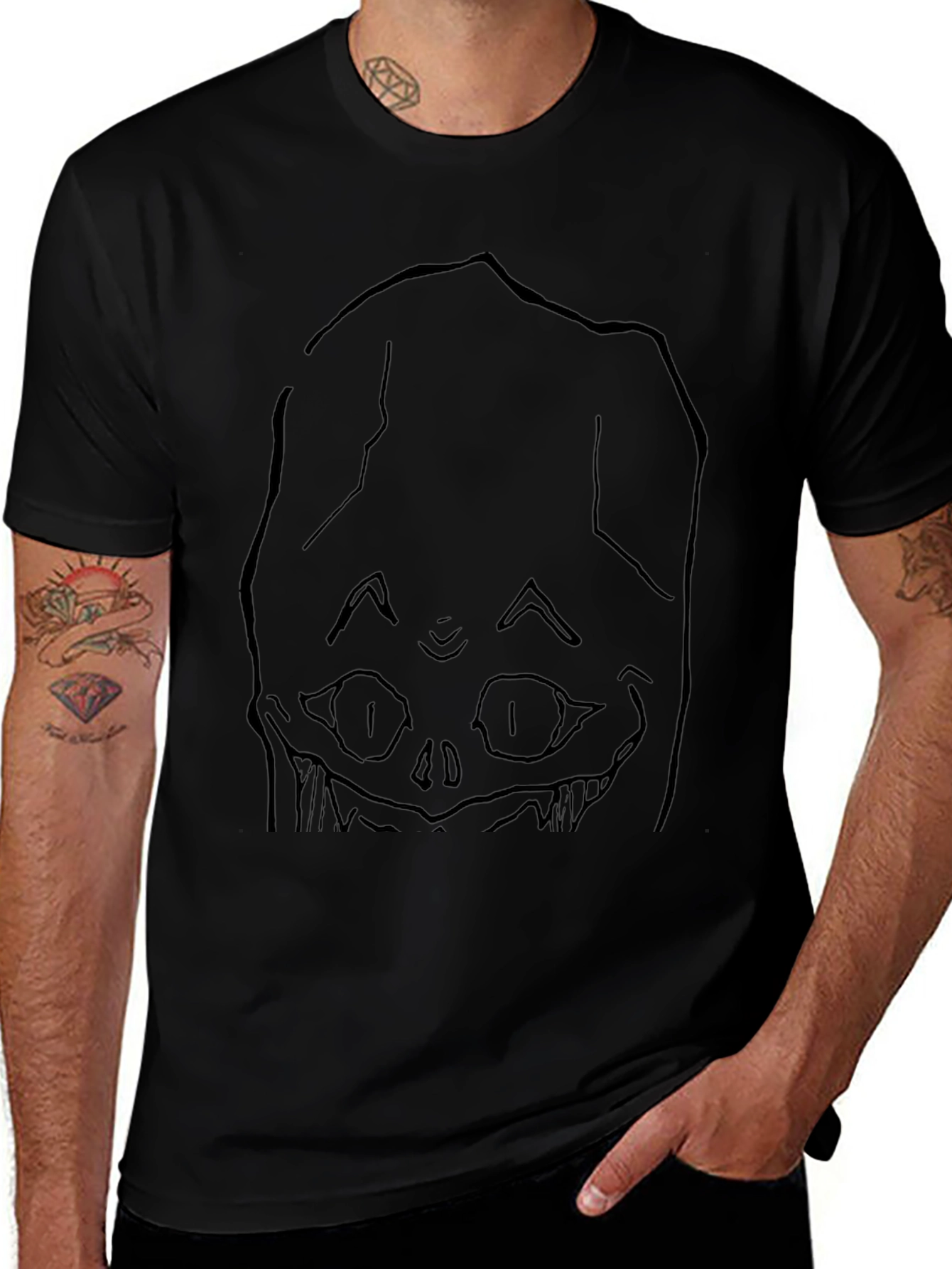 Spooky Face Black Graphic T-Shirt