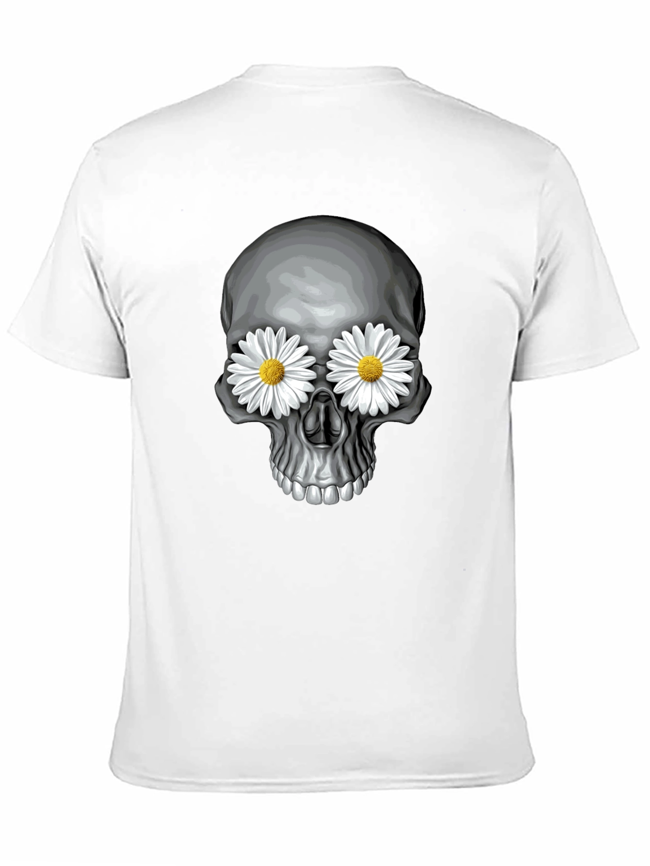 Skull with Daisy Eyes Graphic Tee - Black