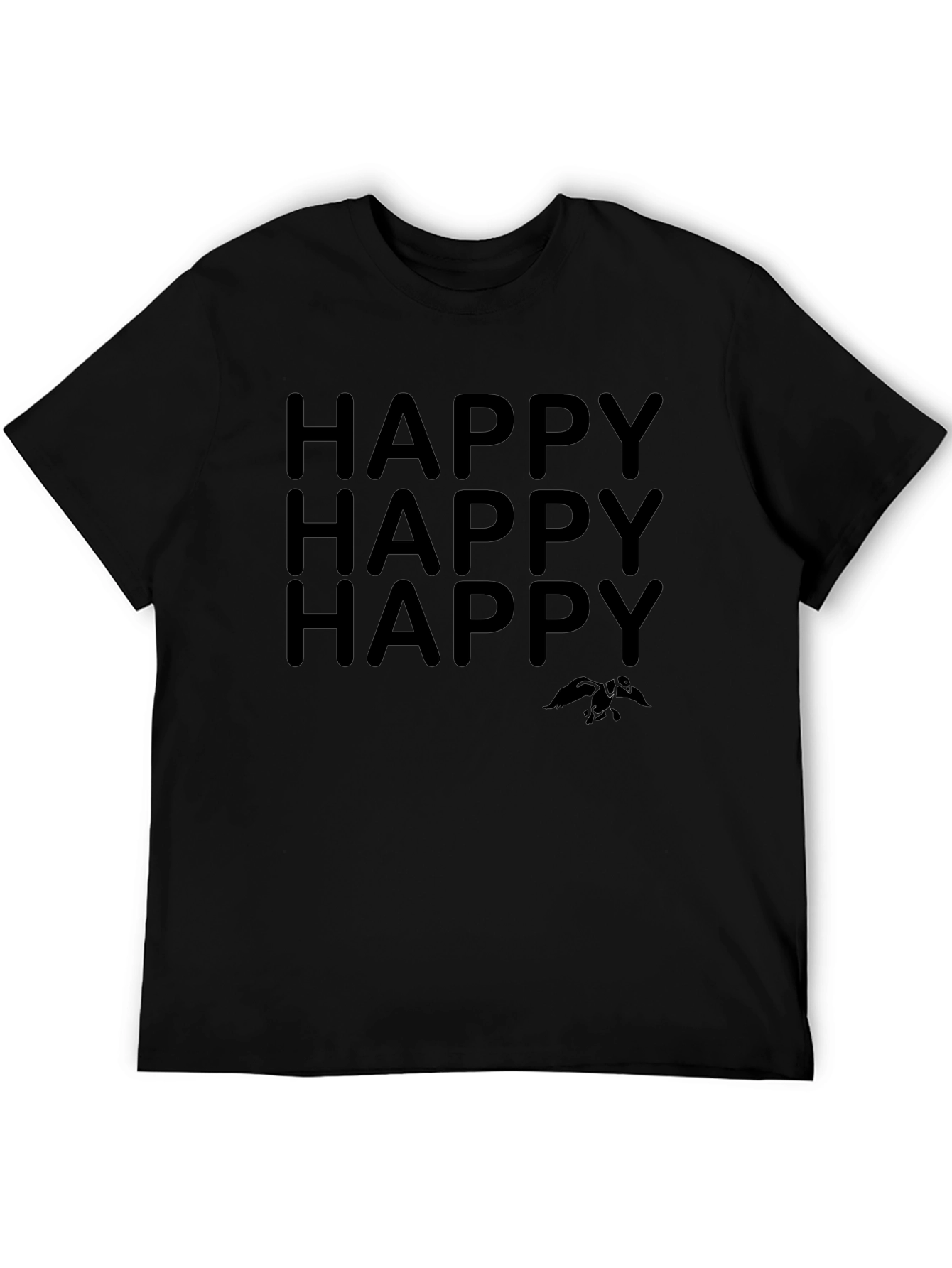 Happy Graphic T-Shirt - Black Crew Neck Tee