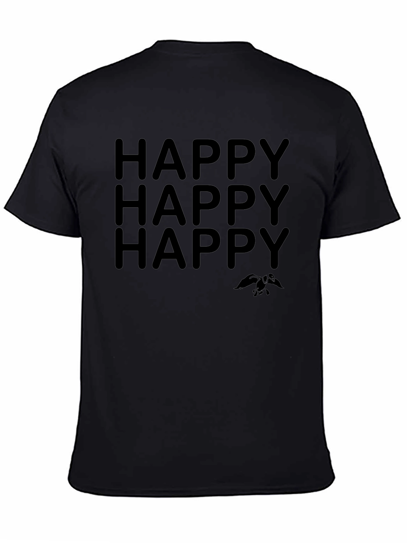 Happy Graphic T-Shirt - Black Crew Neck Tee