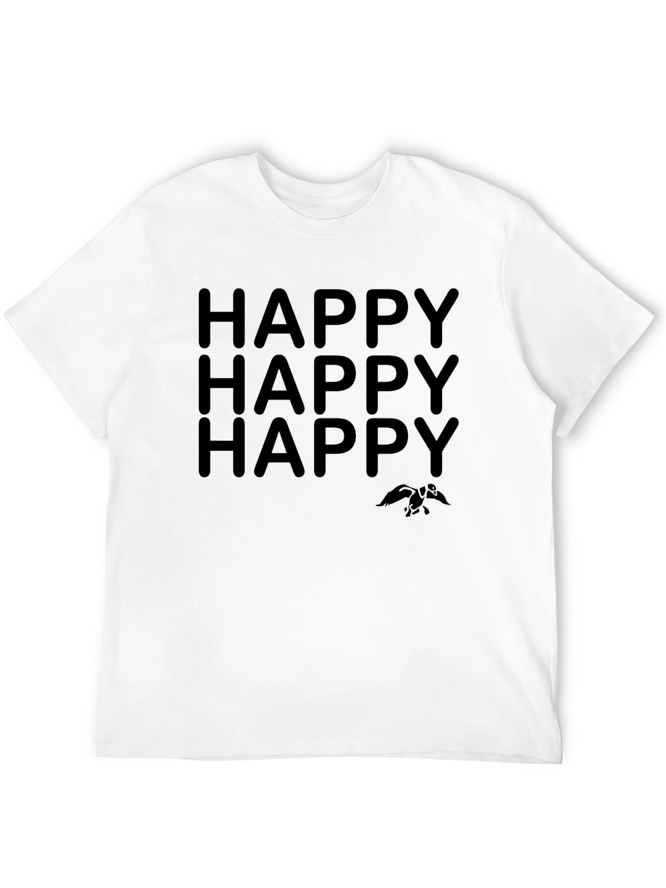 Happy Graphic T-Shirt - Black Crew Neck Tee