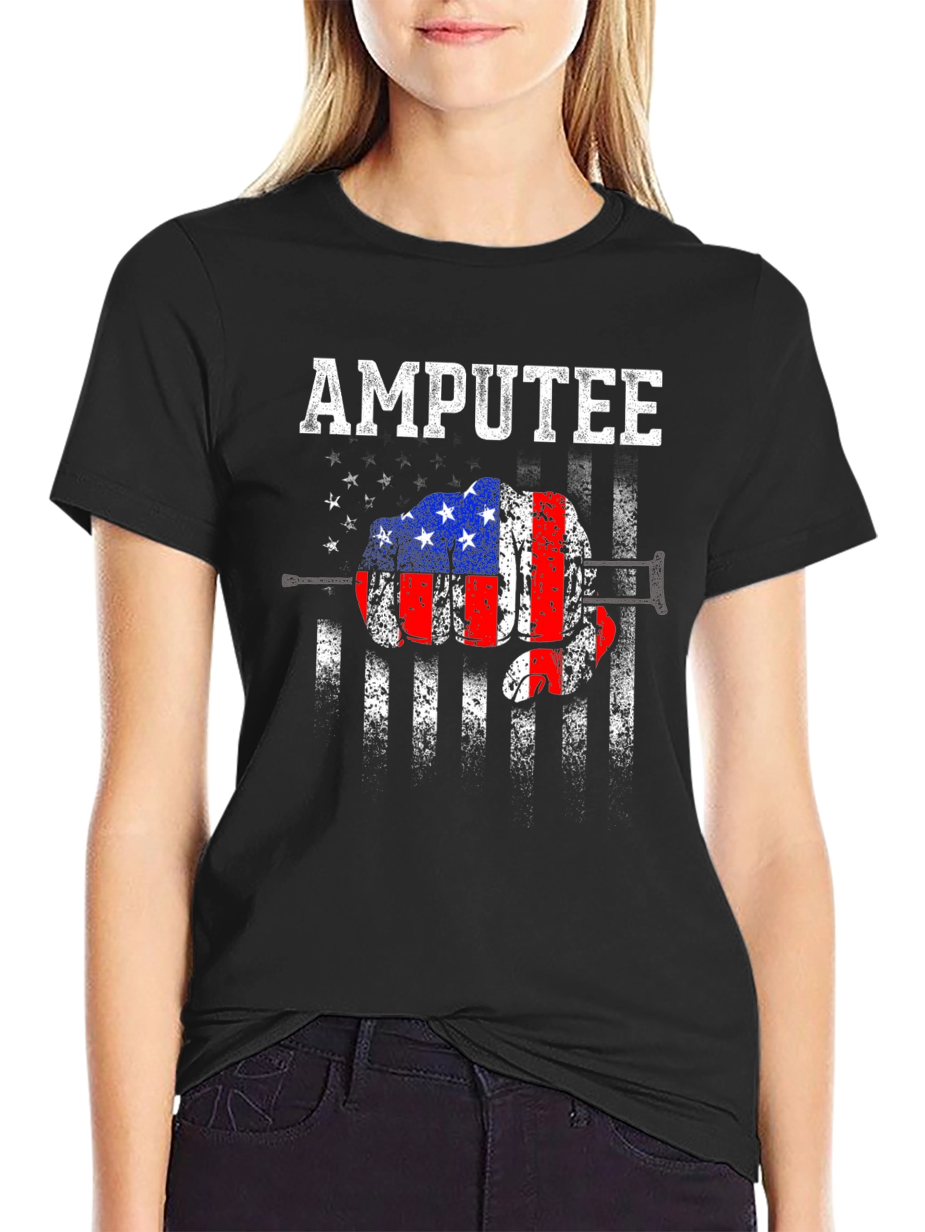 Amputee American Flag Graphic T-Shirt