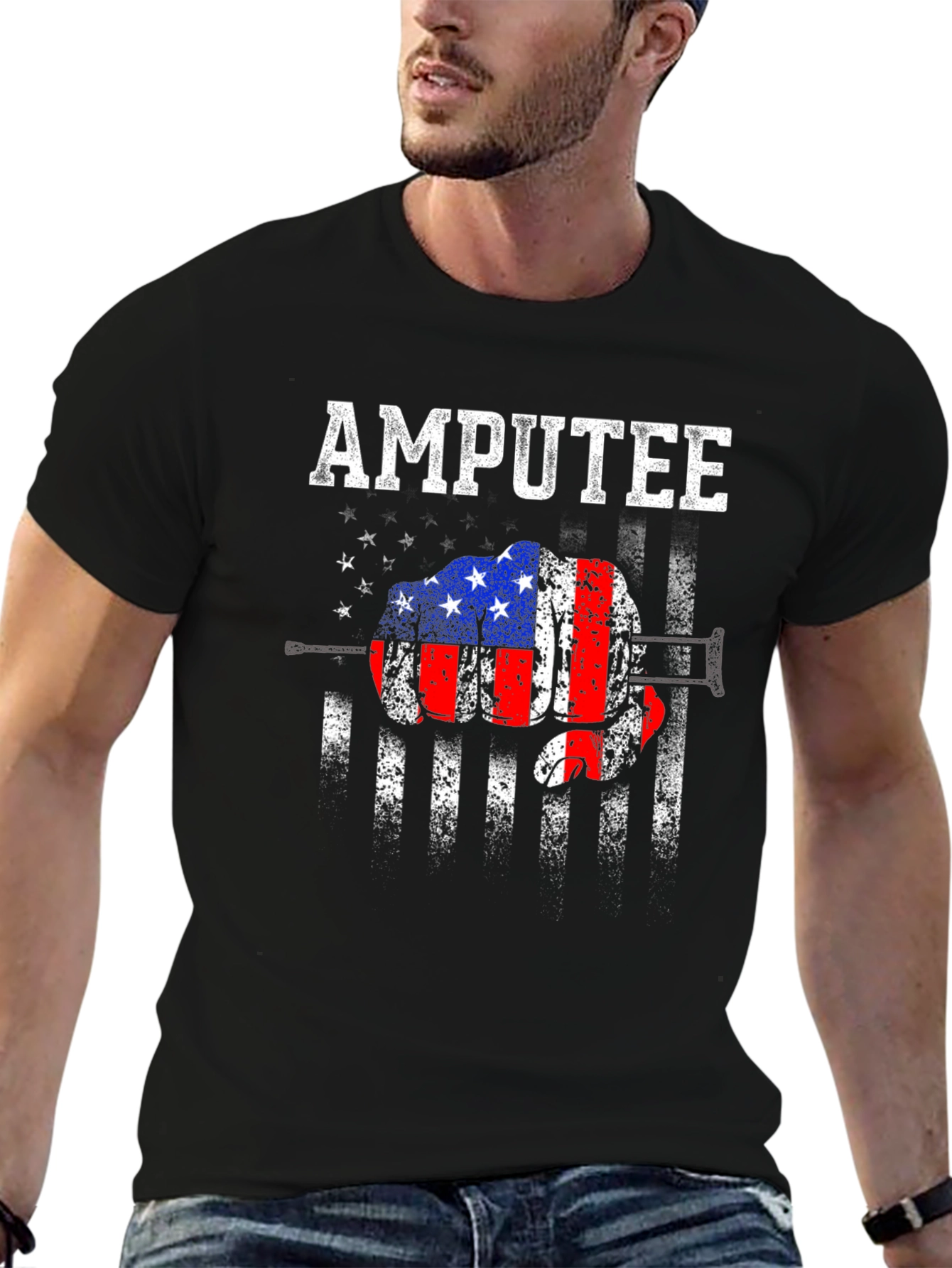 Amputee American Flag Graphic T-Shirt