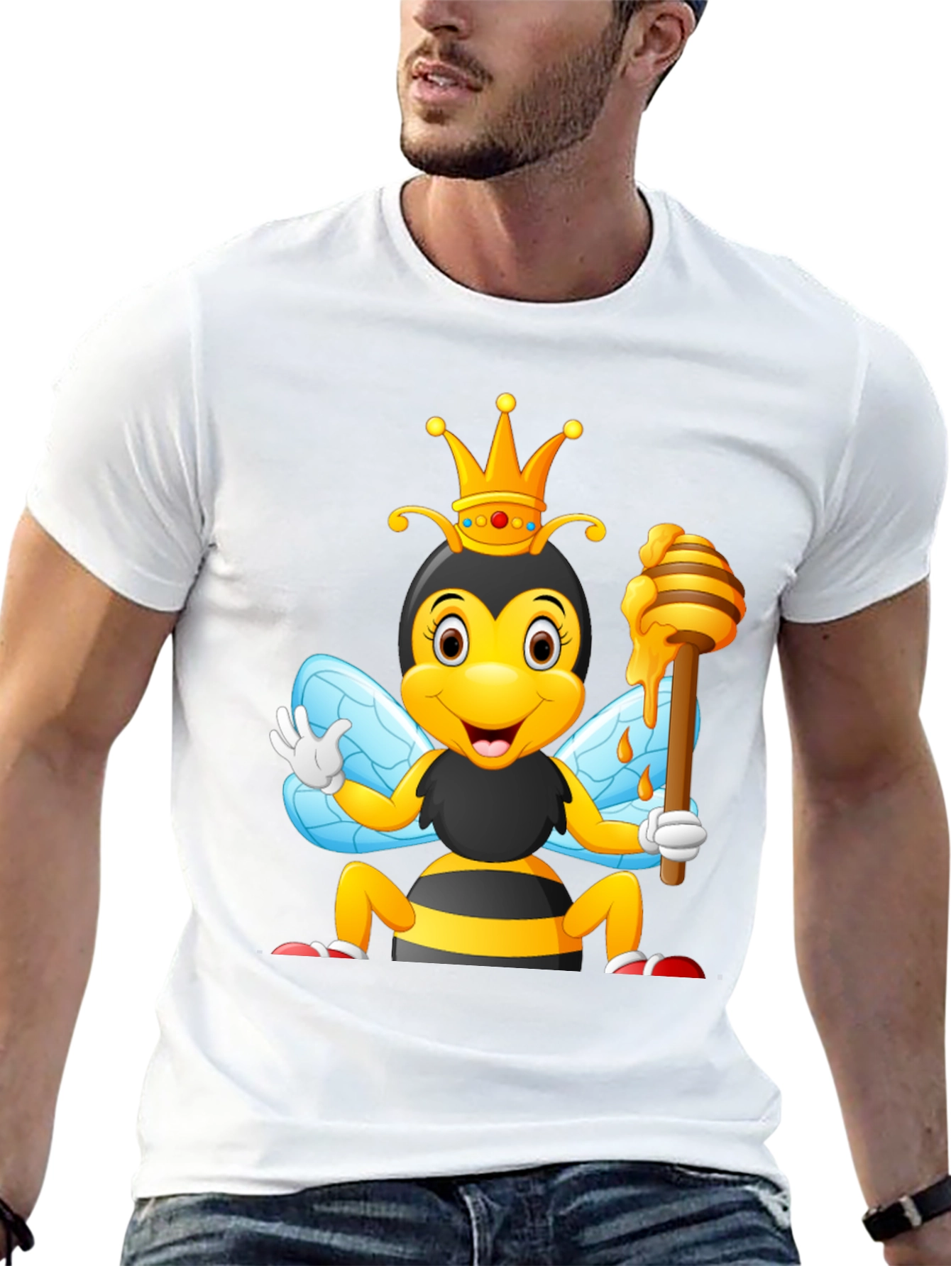 Queen Bee Cartoon T-Shirt - Black