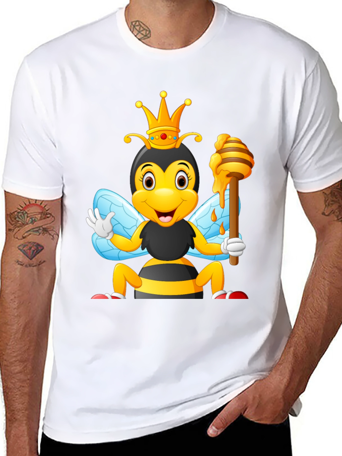 Queen Bee Cartoon T-Shirt - Black