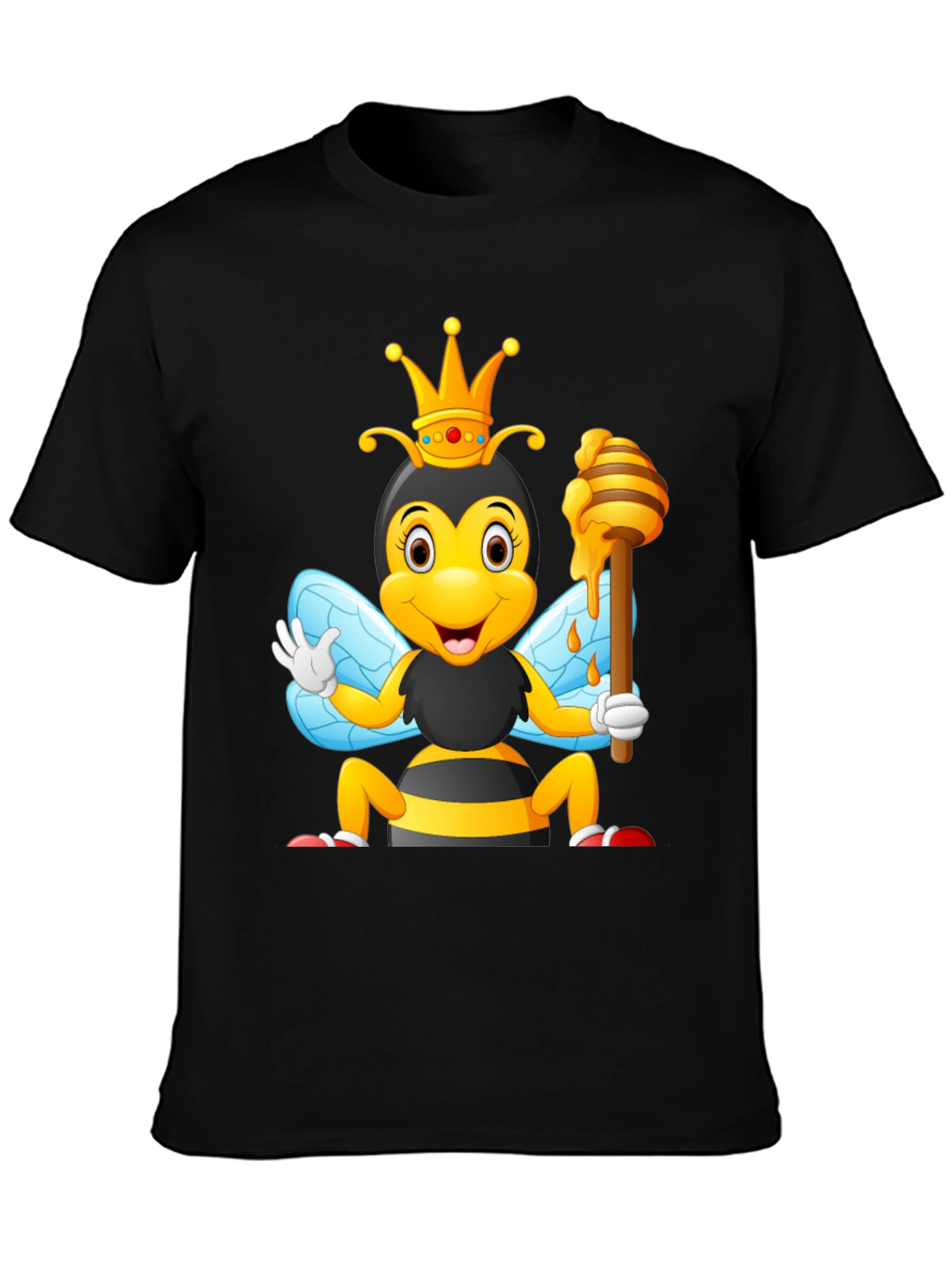 Queen Bee Cartoon T-Shirt - Black