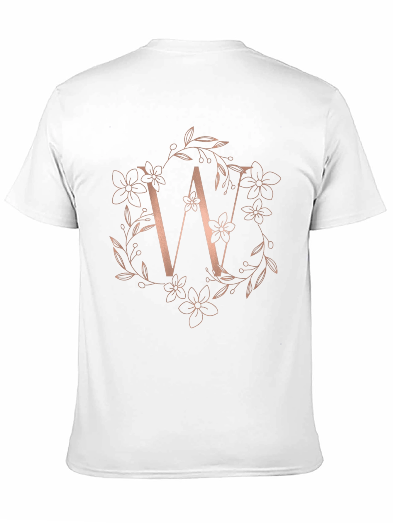 Floral Letter W Black T-Shirt