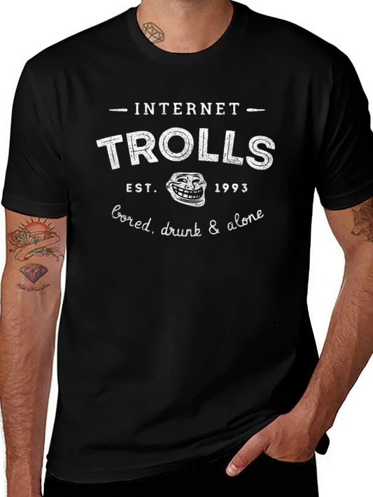 Internet Trolls Black Graphic Tee - Bored Drunk & Alone