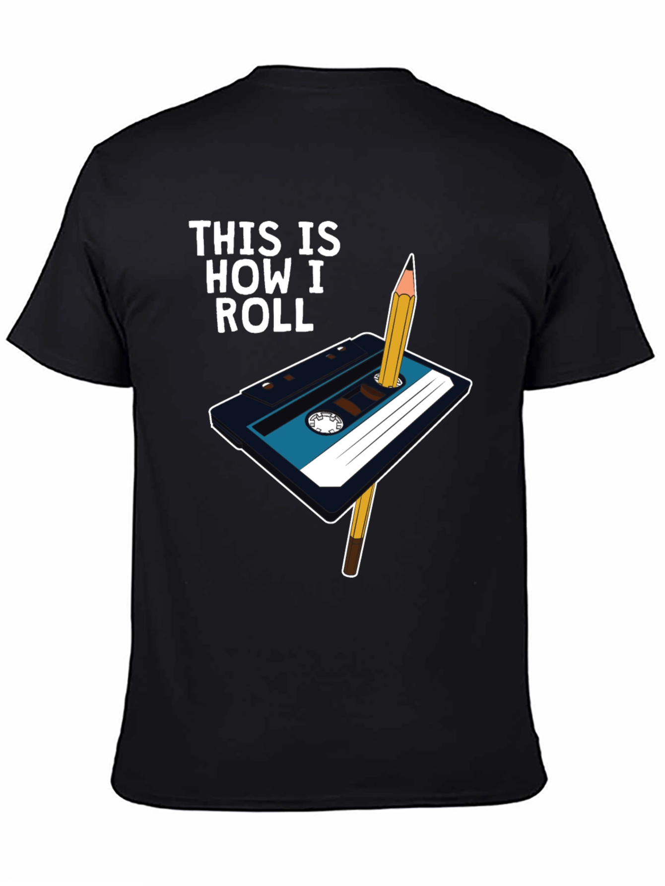 Retro Cassette Tape & Pencil T-Shirt