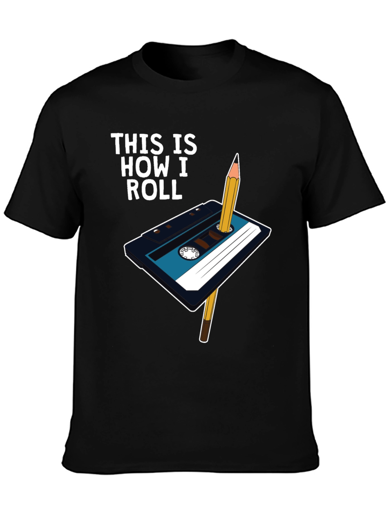 Retro Cassette Tape & Pencil T-Shirt