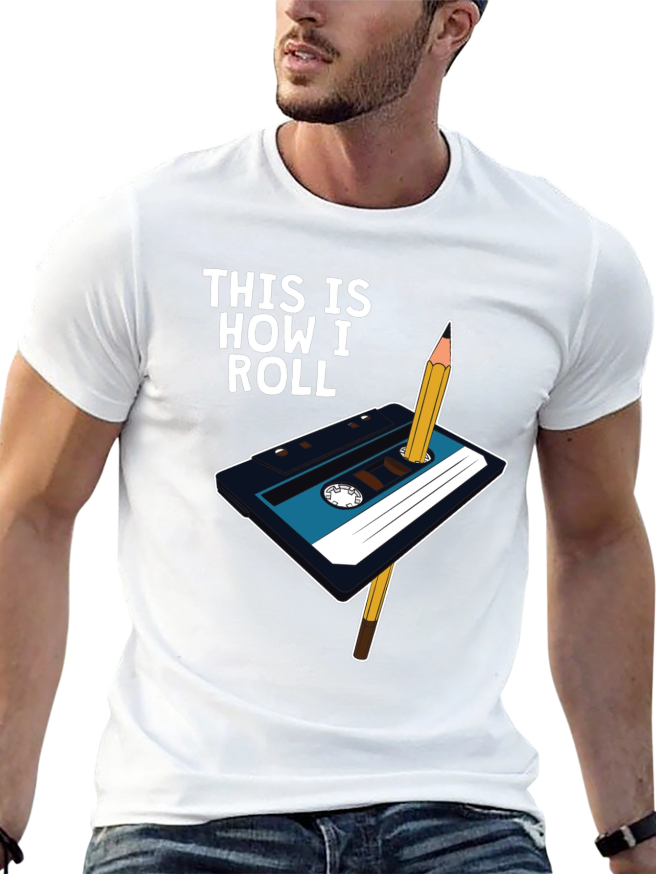 Retro Cassette Tape & Pencil T-Shirt