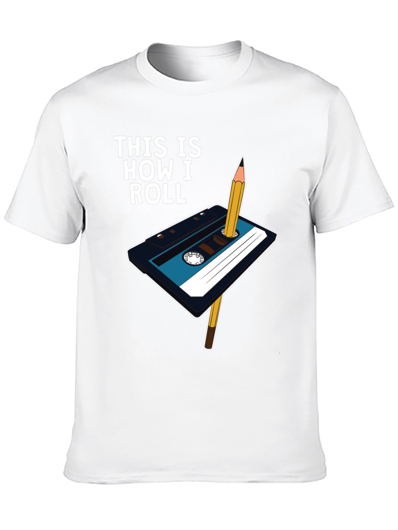 Retro Cassette Tape & Pencil T-Shirt