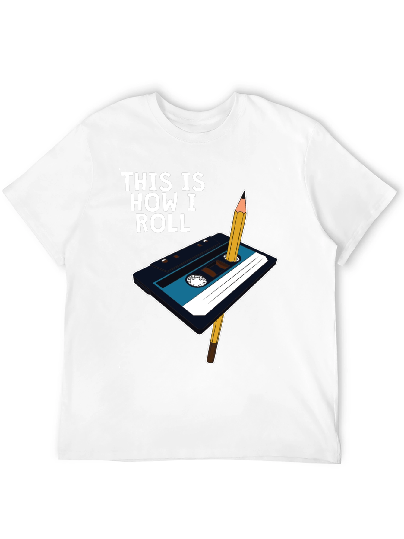 Retro Cassette Tape & Pencil T-Shirt