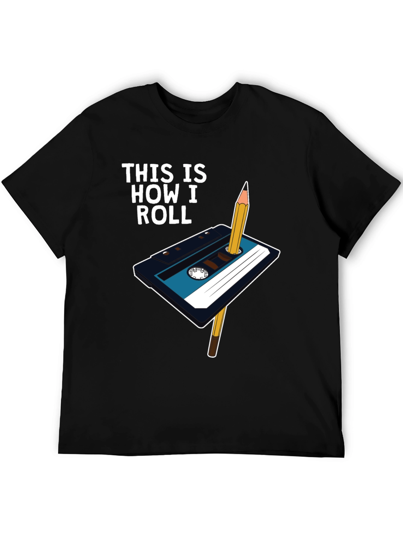 Retro Cassette Tape & Pencil T-Shirt