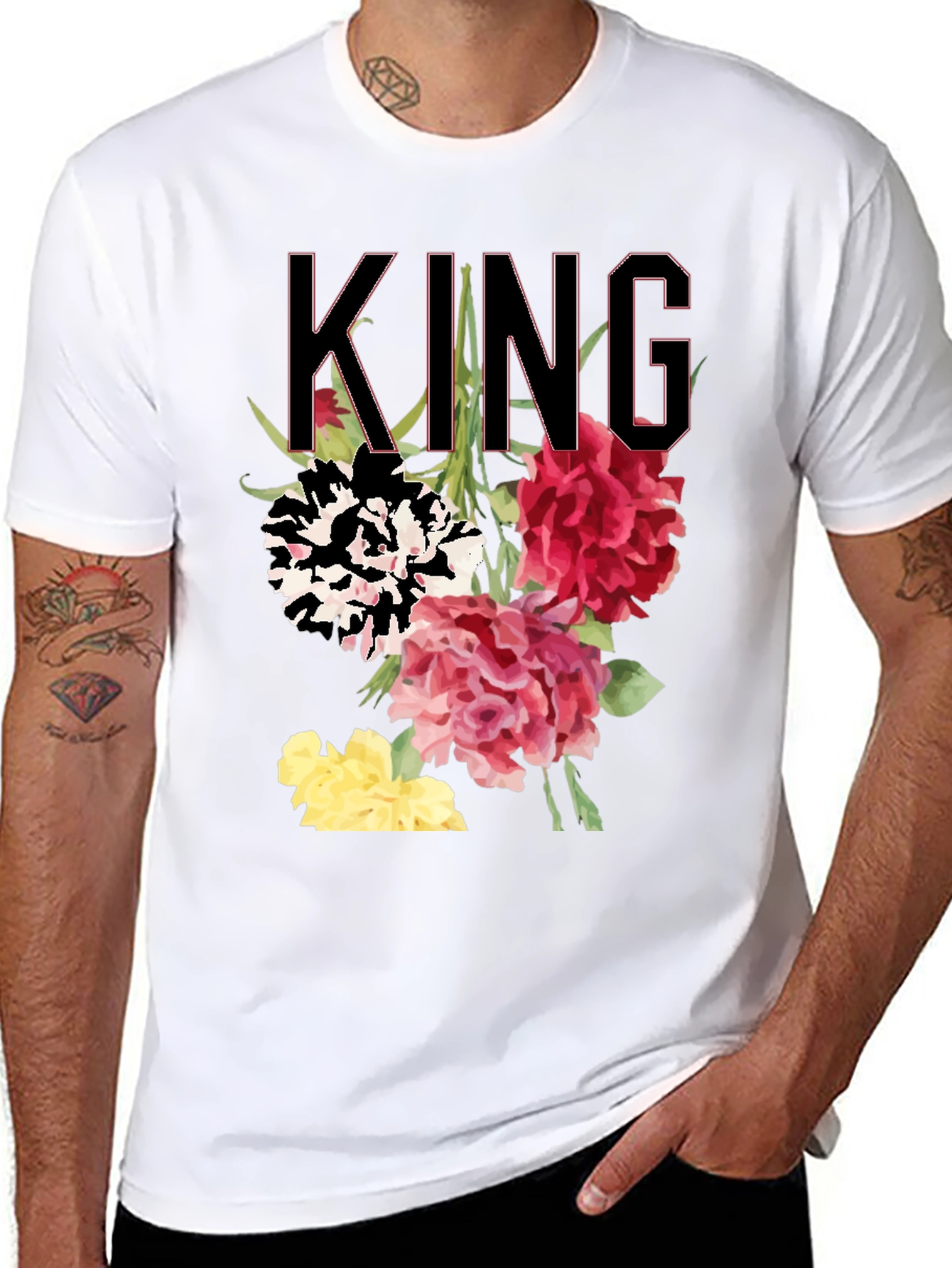 Floral King Graphic Tee - Stylish Mens T-Shirt