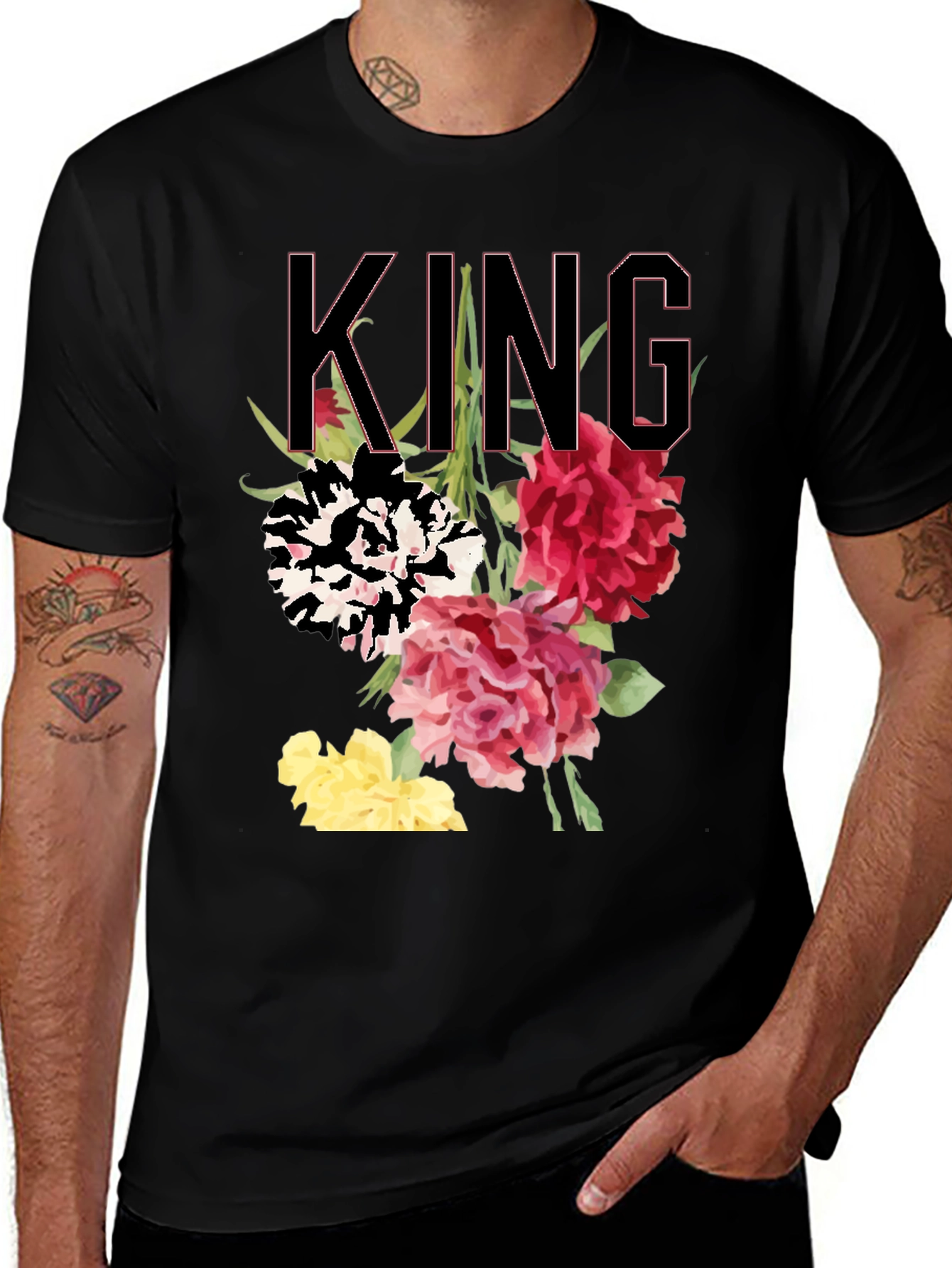 Floral King Graphic Tee - Stylish Mens T-Shirt